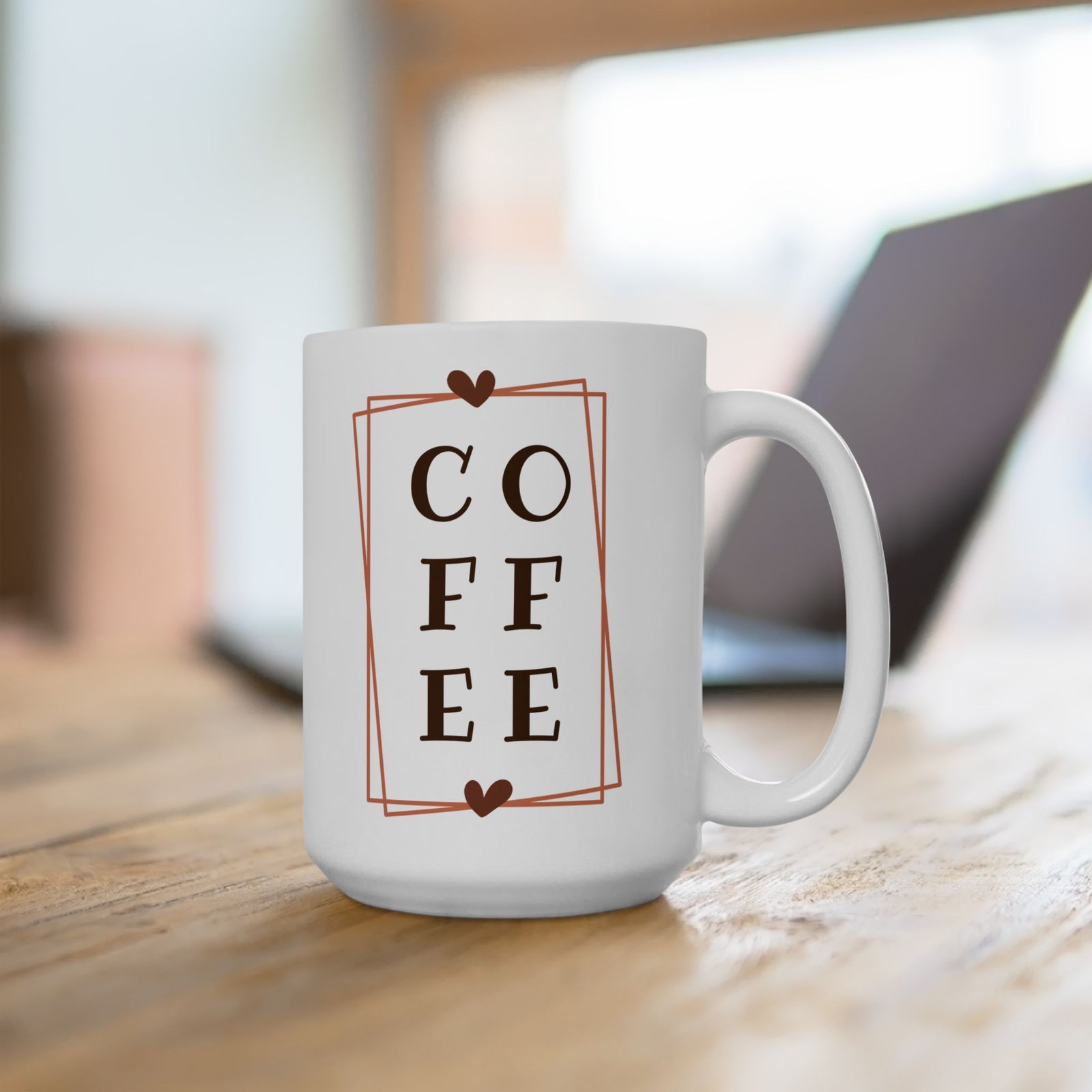 Coffee Minimalist Frame Design Cute Ceramic Mug Coffee Cup (11oz & 15oz)