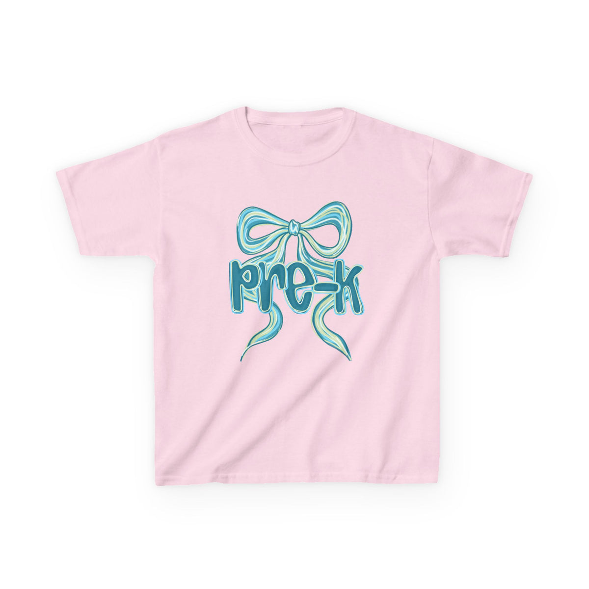 Pre-K Kids Tee Cute Blue Coquette Bow Back to School Preschool T-Shirt