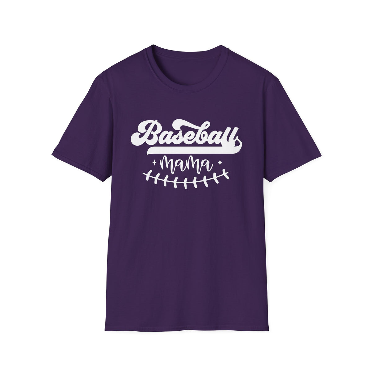 Baseball Mama Stitch Graphic T-Shirt Cute Sports Mom Tee (12 Team Colors)