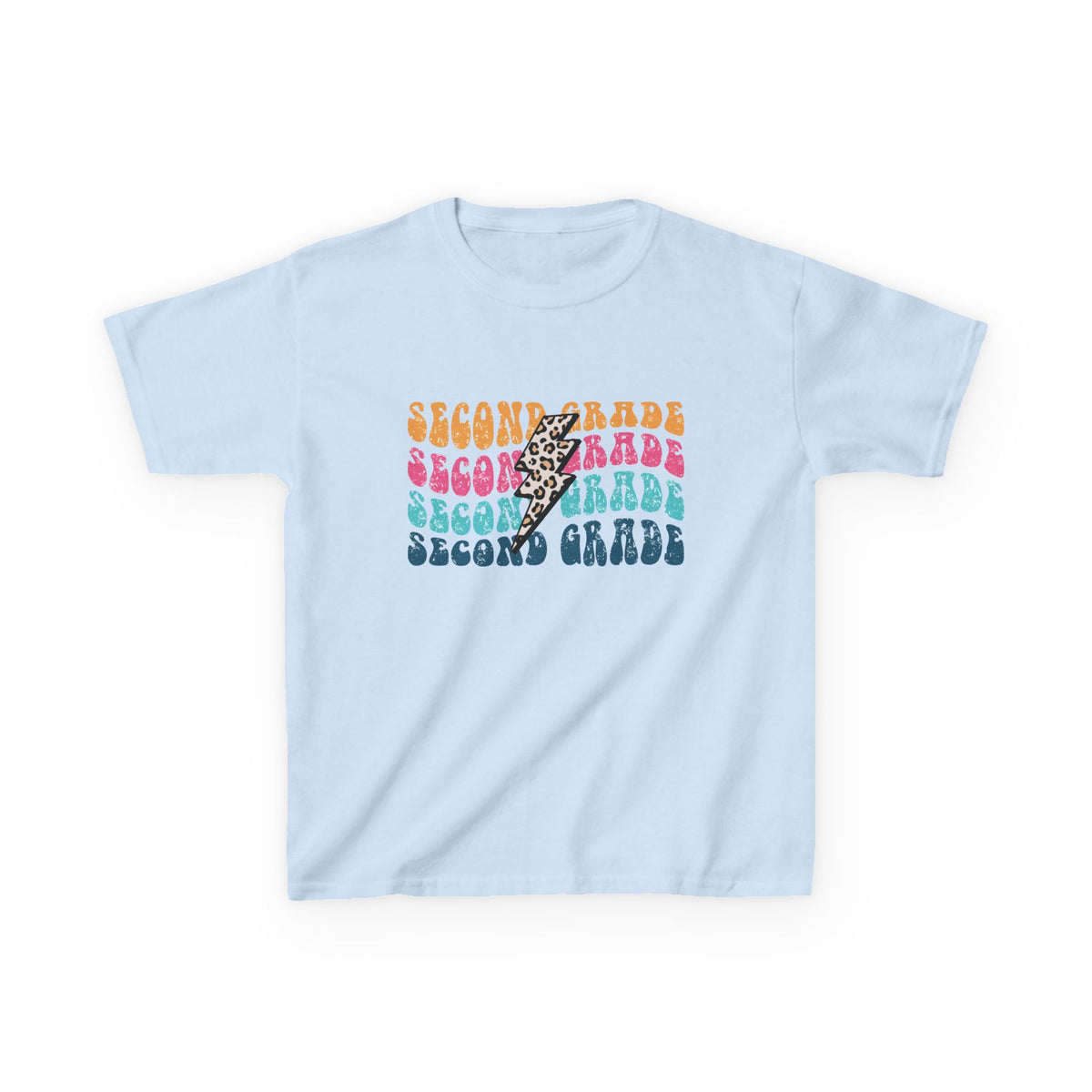 Second Grade Leopard Lightning Graphic Tee Back-to-School 2nd Grade Kids T-Shirt
