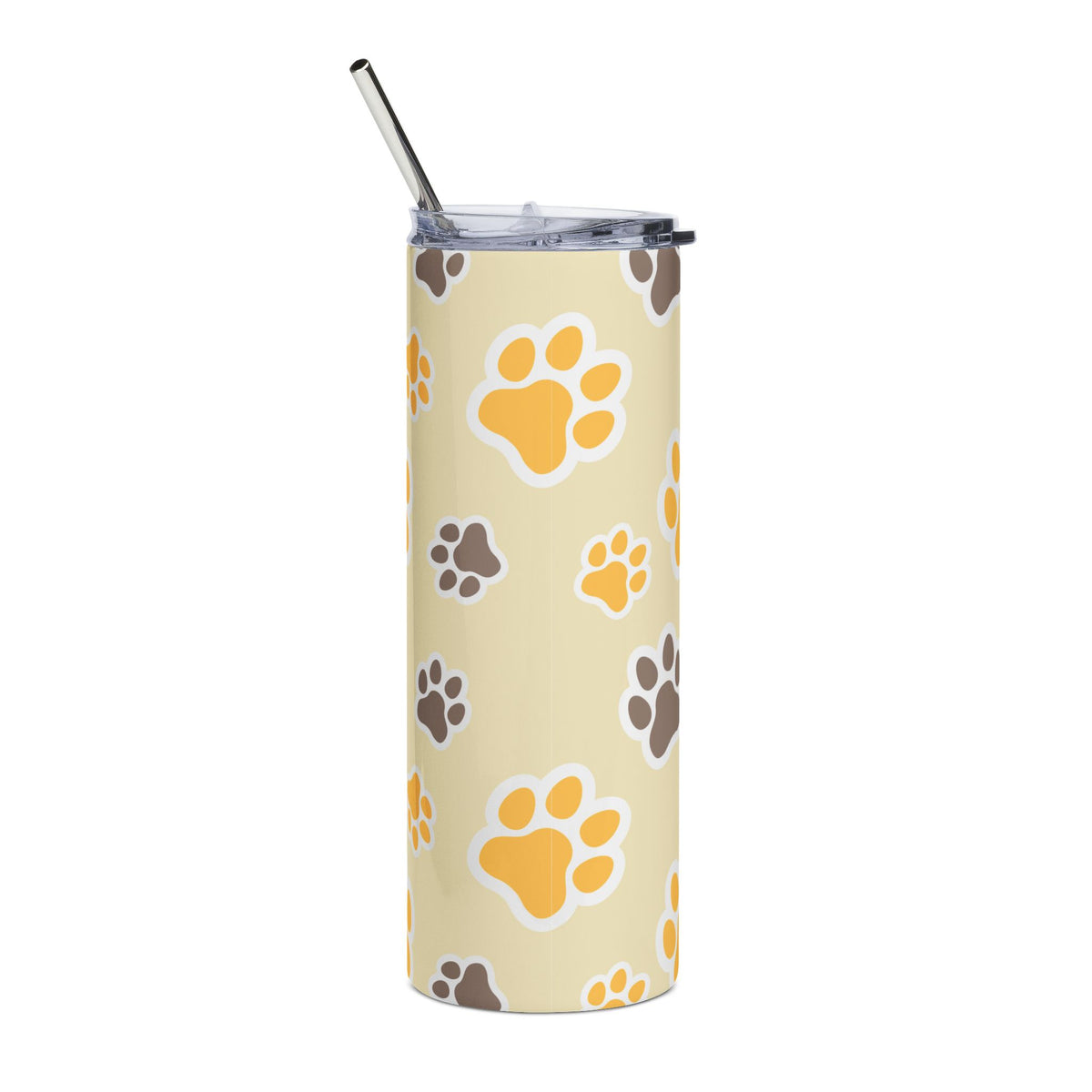 Paw Print Gold & Brown 20oz Stainless Tumbler Insulated Travel Cup - Sydney So Sweet
