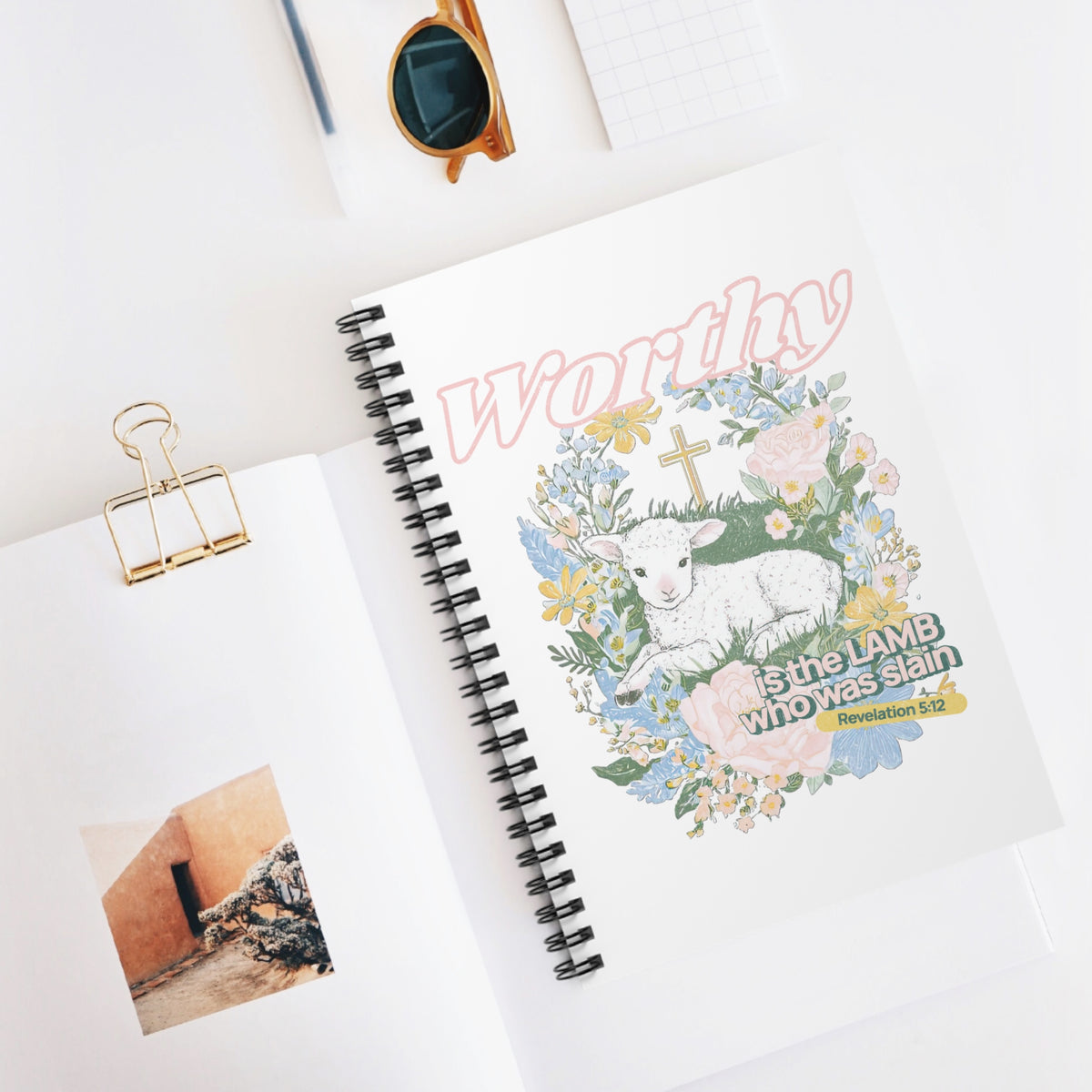 Worthy is the Lamb Notebook Floral Religious Spiral Journal