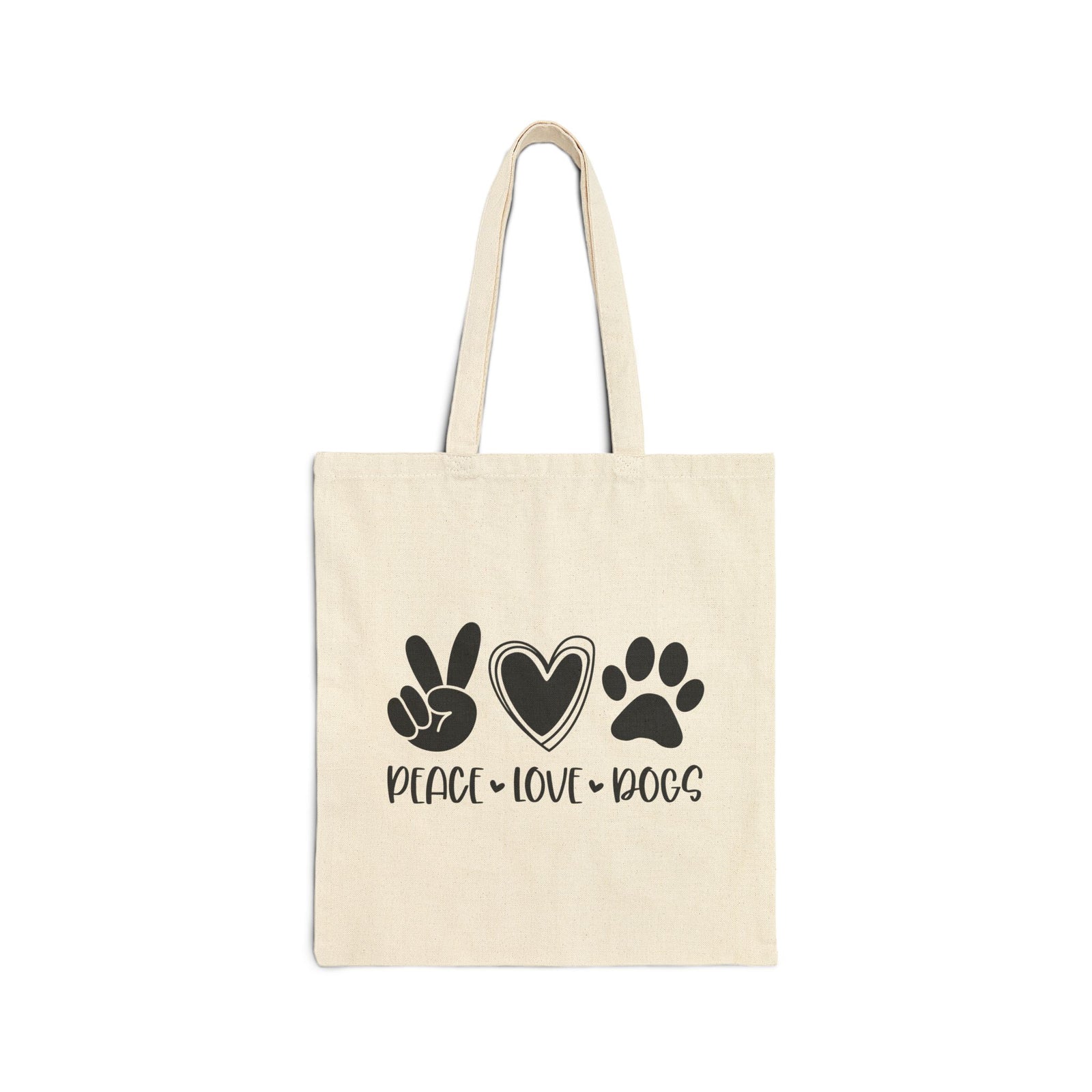 Peace • Love • Dogs Cotton Canvas Bag Cute Dog Lover Market Tote