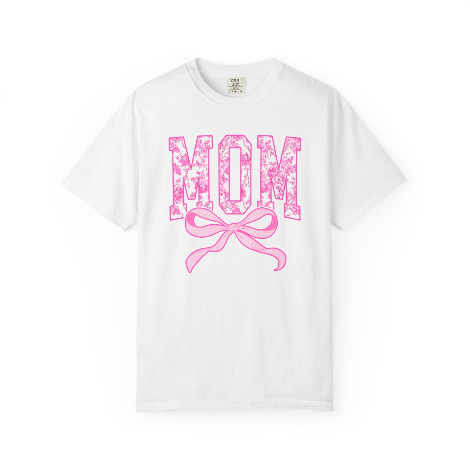 Mom Coquette Pink Toile Bow T-Shirt Cute Mama Graphic Tee