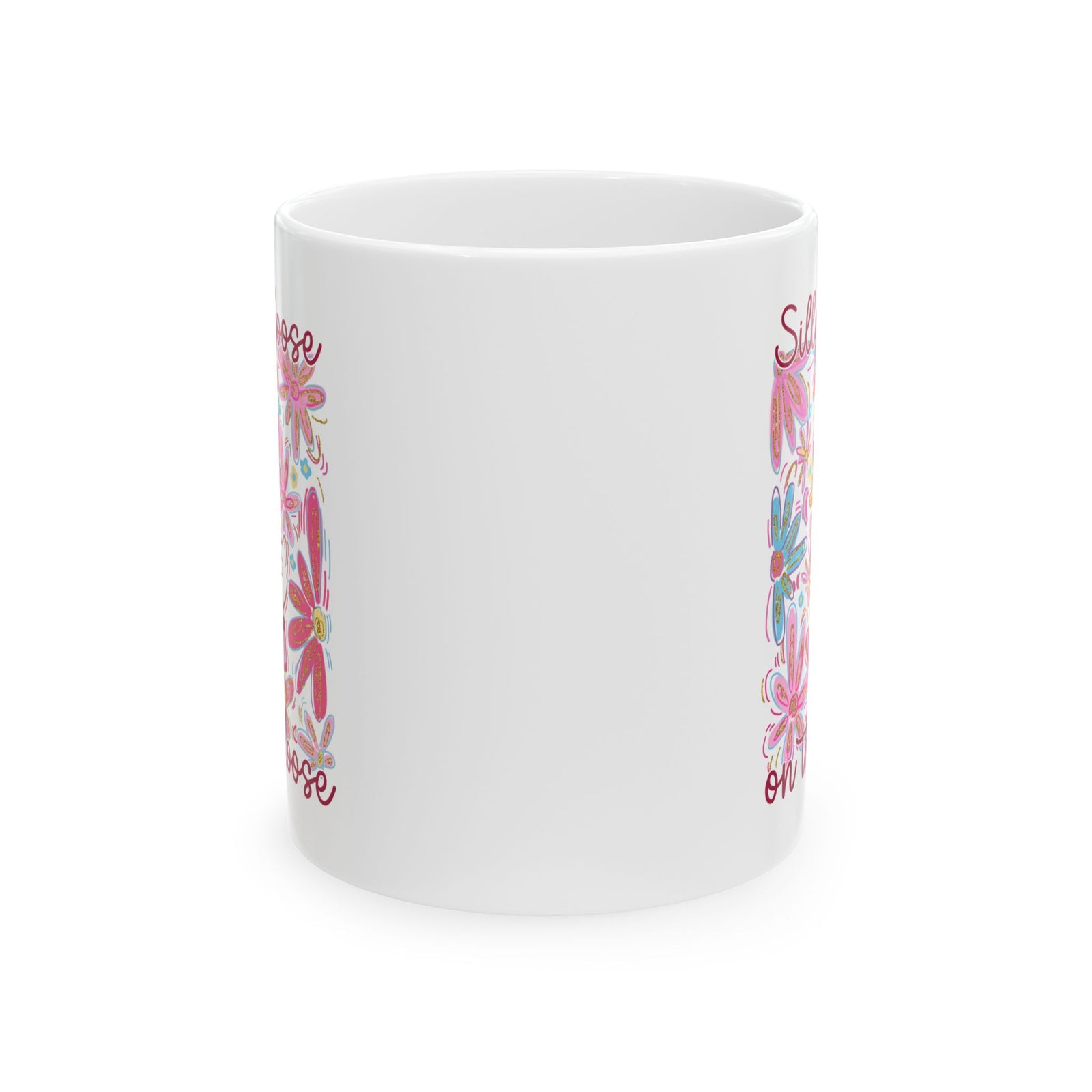 Silly Goose on the Loose Cute Floral Ceramic Mug Coffee Cup (11oz & 15oz)