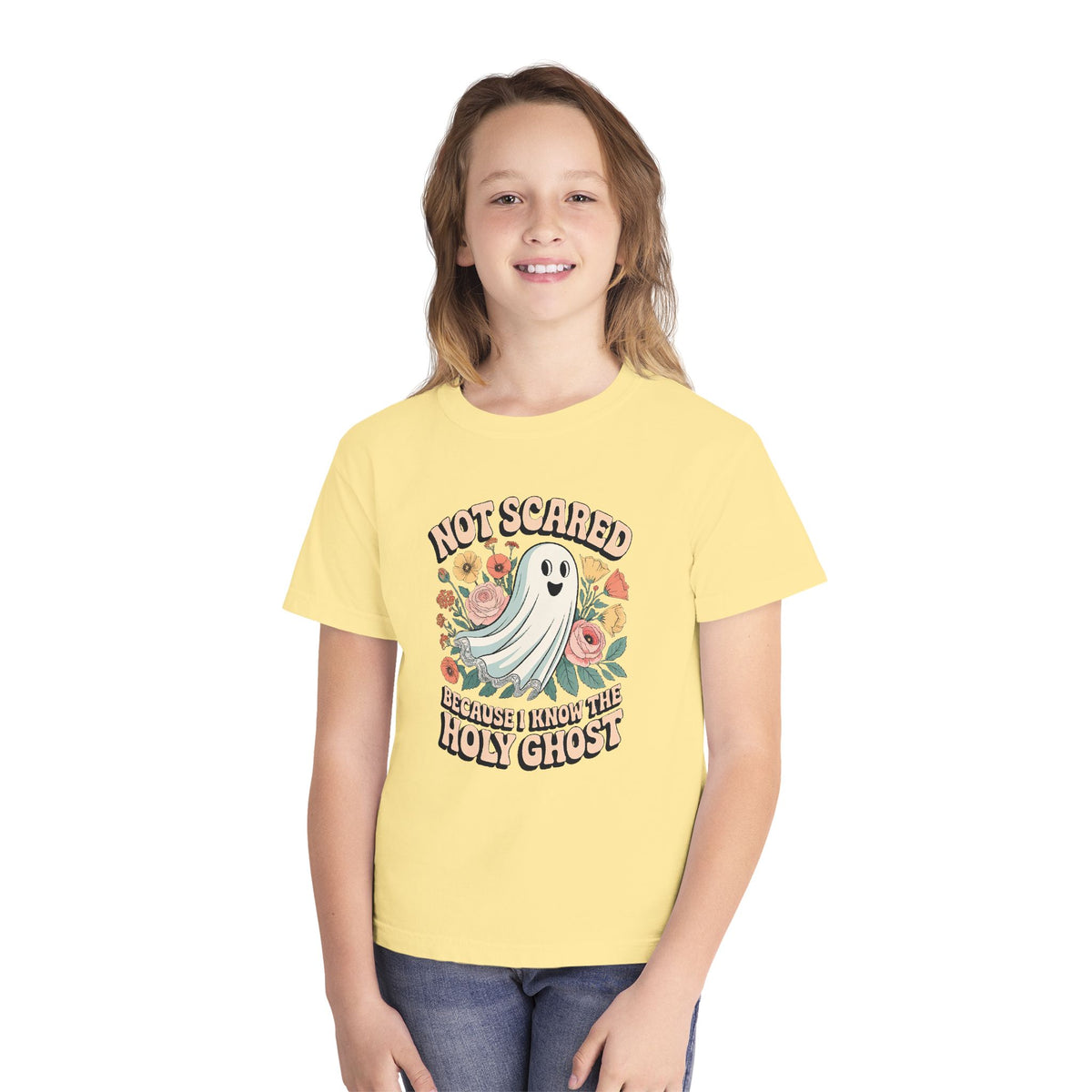 Not Scared Holy Ghost T-Shirt Christian Halloween Kids Graphic Tee