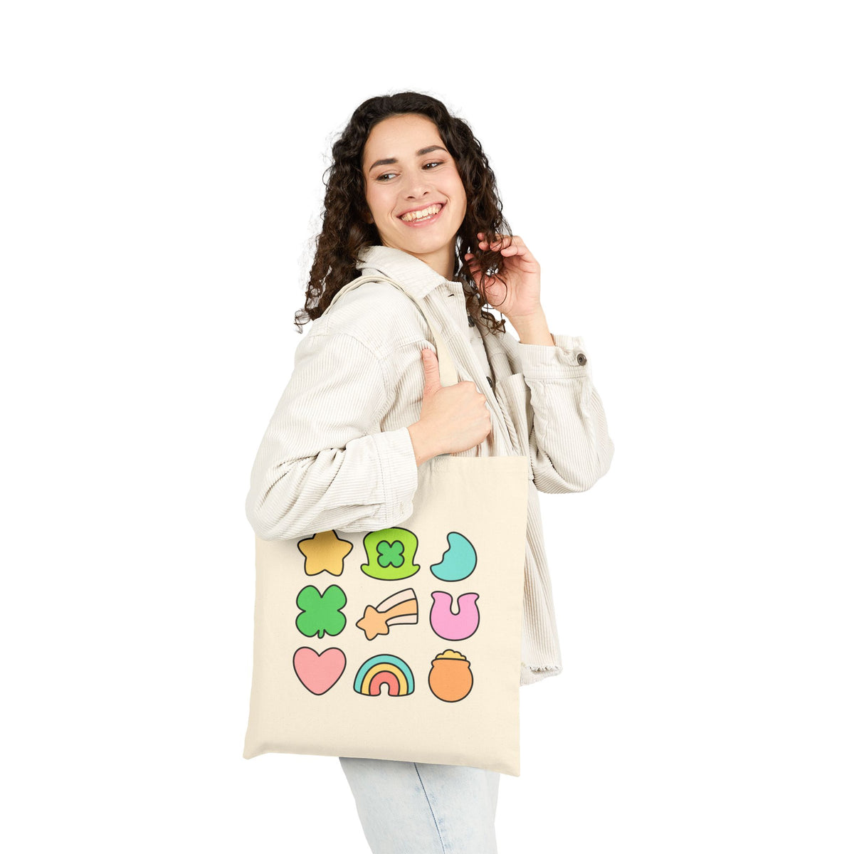 Cute Lucky Charms Icons Cotton Canvas Tote Bag