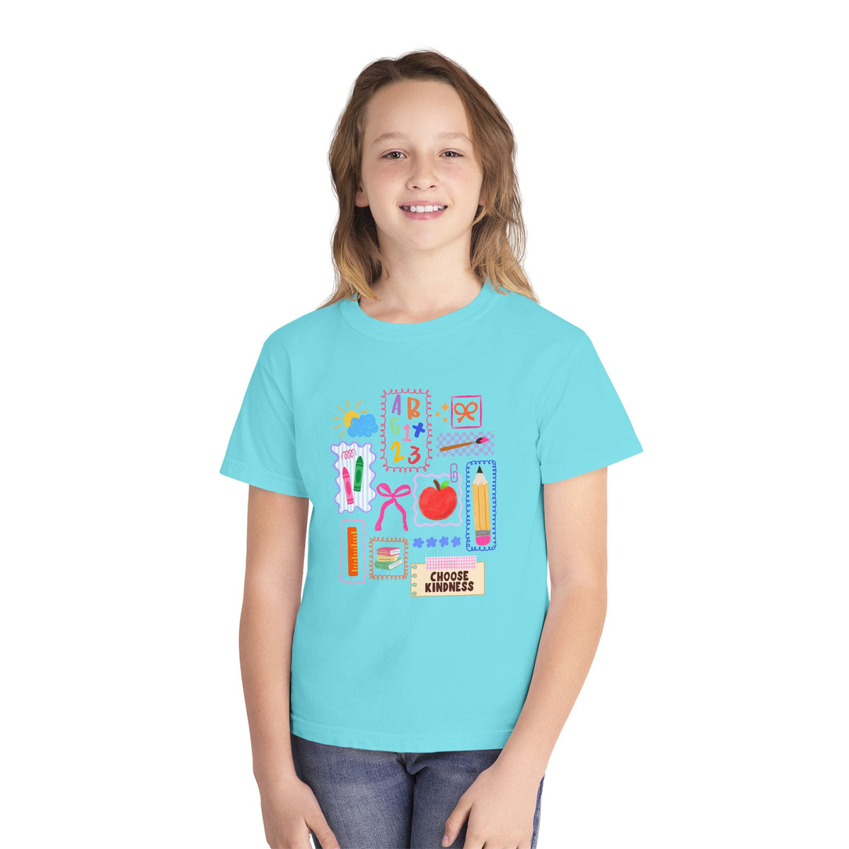 Choose Kindness Coquette Doodles Bow Graphic Tee Kids Back to School T-Shirt
