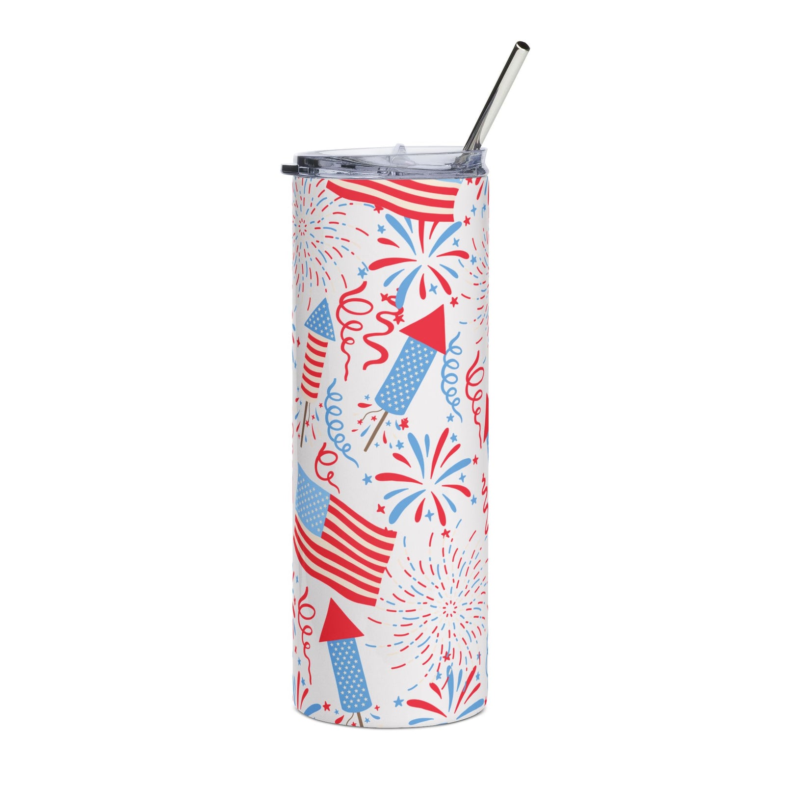 Freedom Flags & Fireworks 20oz Stainless Steel Tumbler Insulated Travel Cup