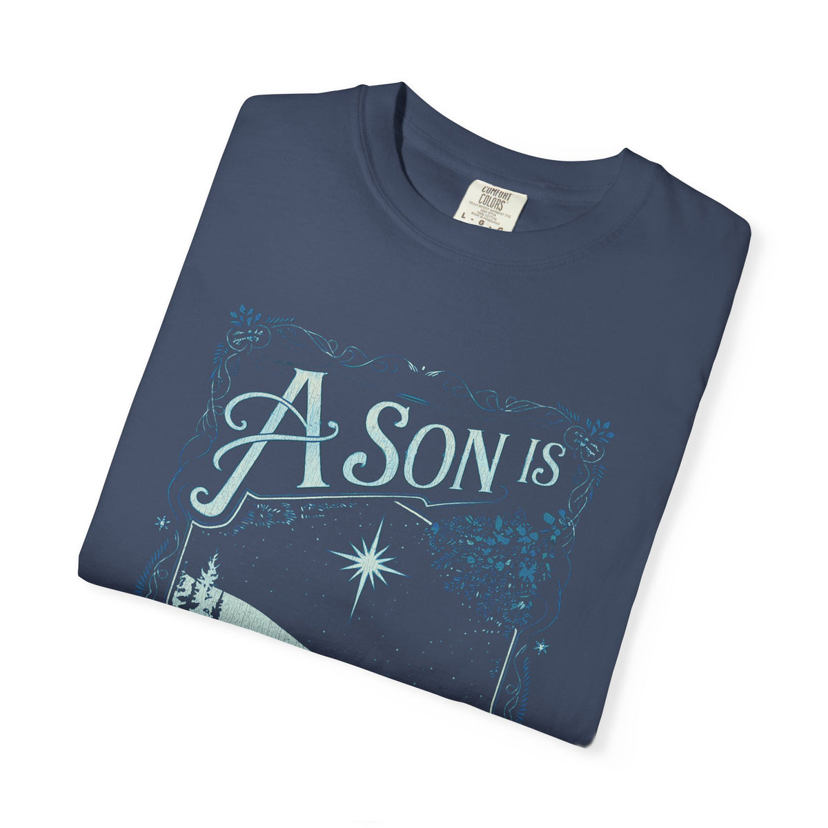 A Son is Given Jesus Christmas Distressed T-Shirt Christian Graphic Tee