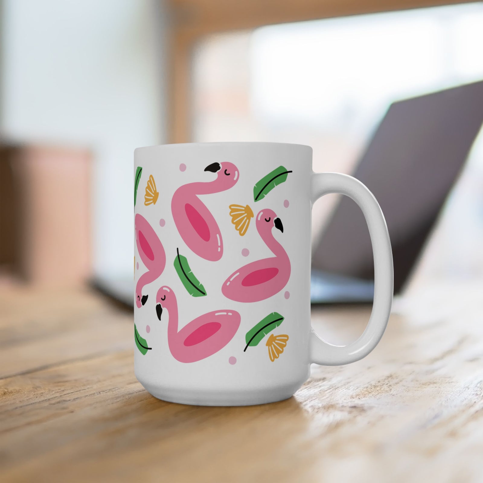 Flamingo Float Cute Ceramic Mug Coffee Cup (11oz & 15oz)