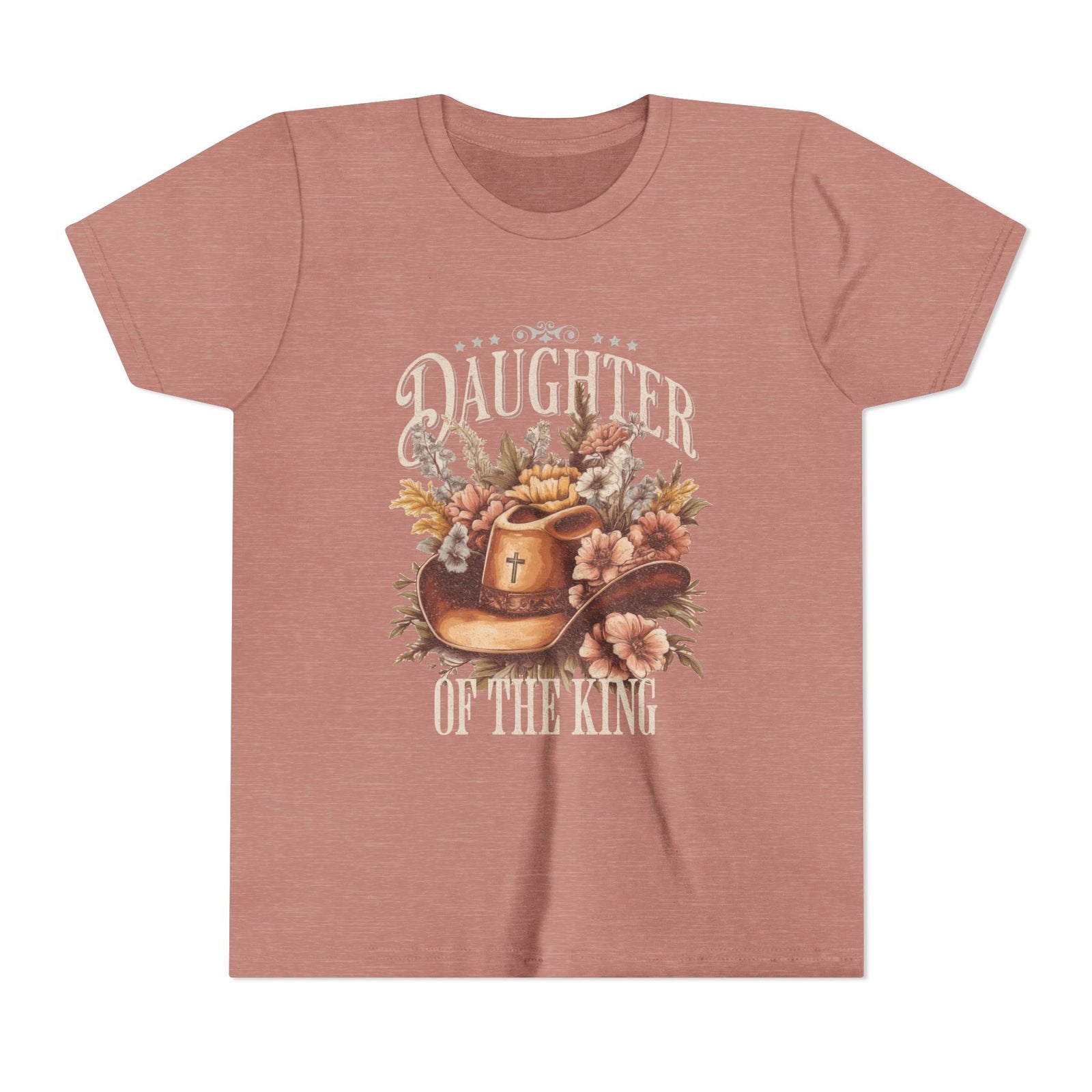 Daughter of the King Distressed Kids T-Shirt Cowgirl Christian Graphic Tee