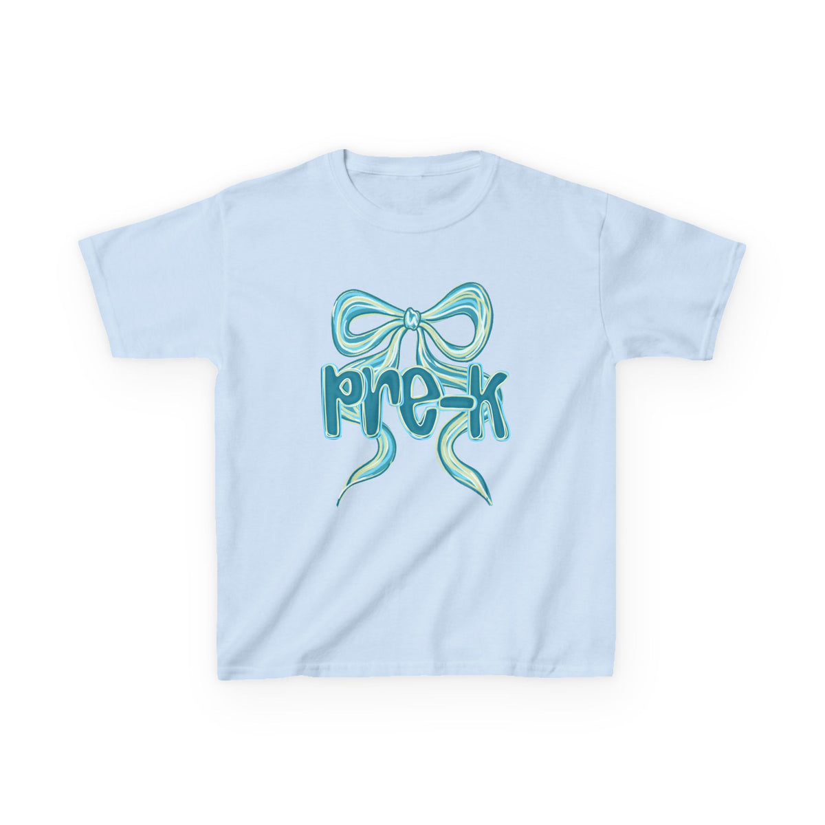 Pre-K Kids Tee Cute Blue Coquette Bow Back to School Preschool T-Shirt