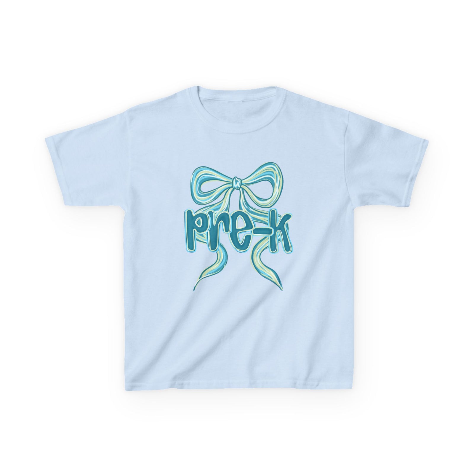 Pre-K Kids Tee Cute Blue Coquette Bow Back to School Preschool T-Shirt