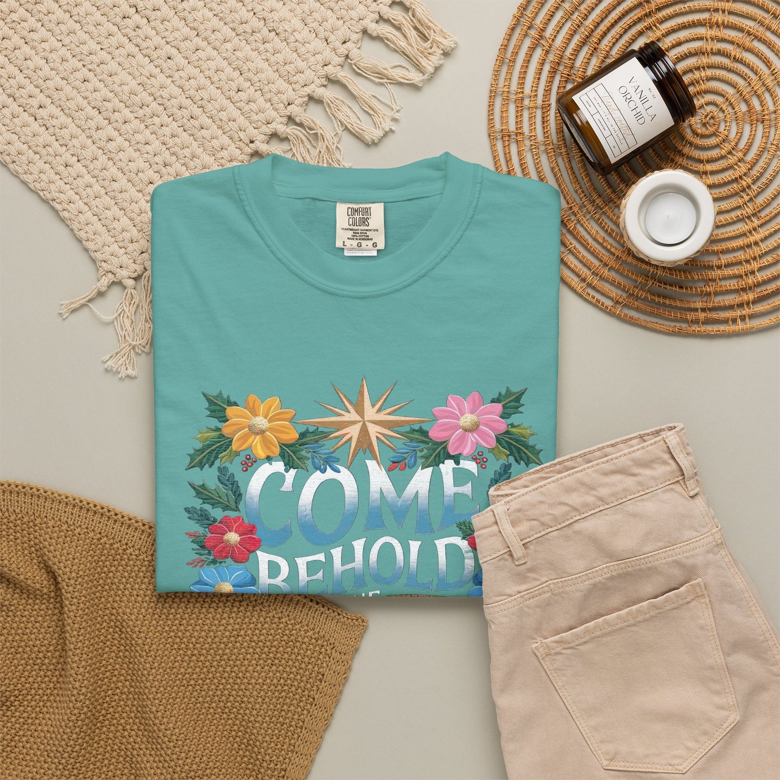 Come & Behold the Newborn King Christmas T-Shirt Christian Graphic Tee