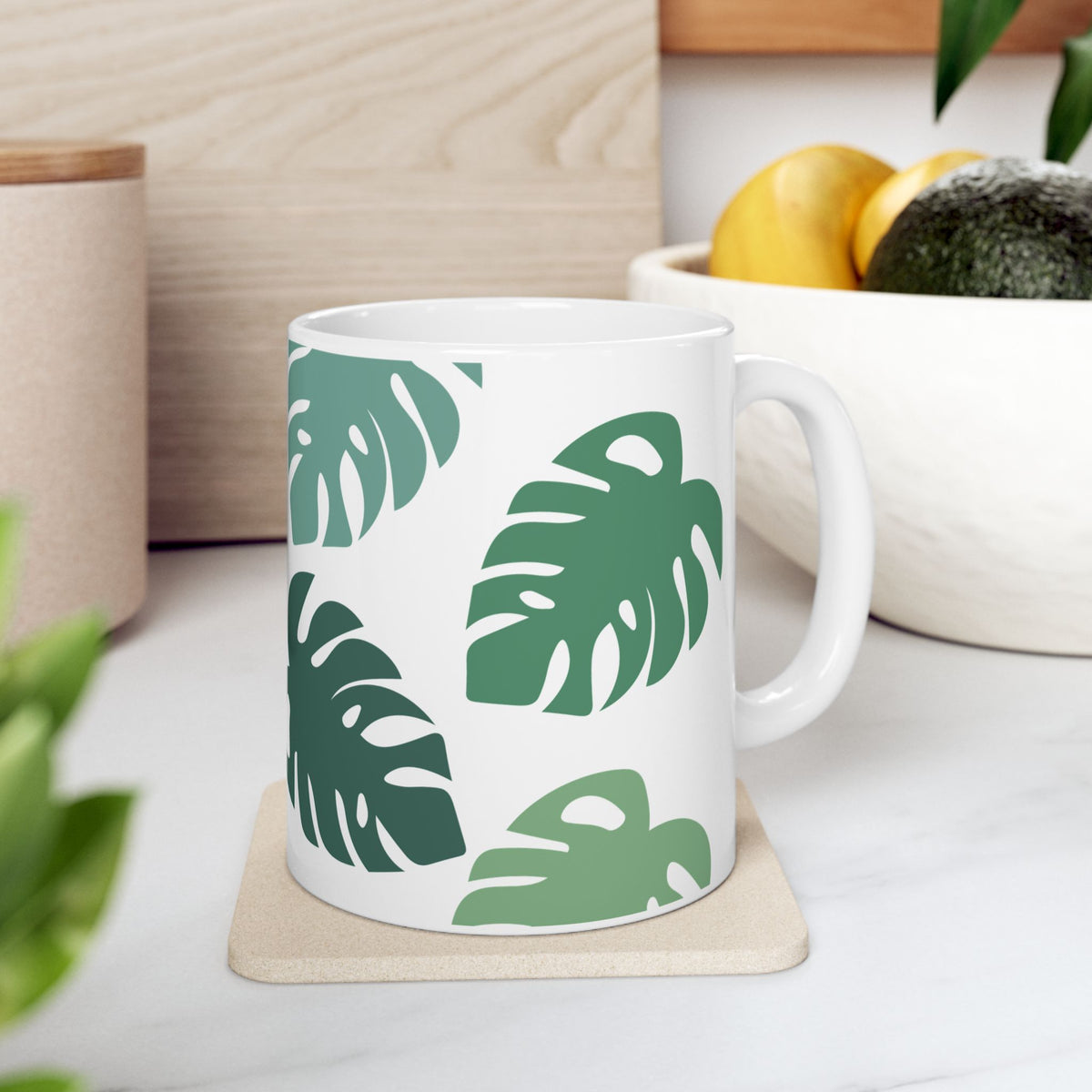 Monstera Leaf Cute Ceramic Mug Coffee Cup (11oz & 15oz)