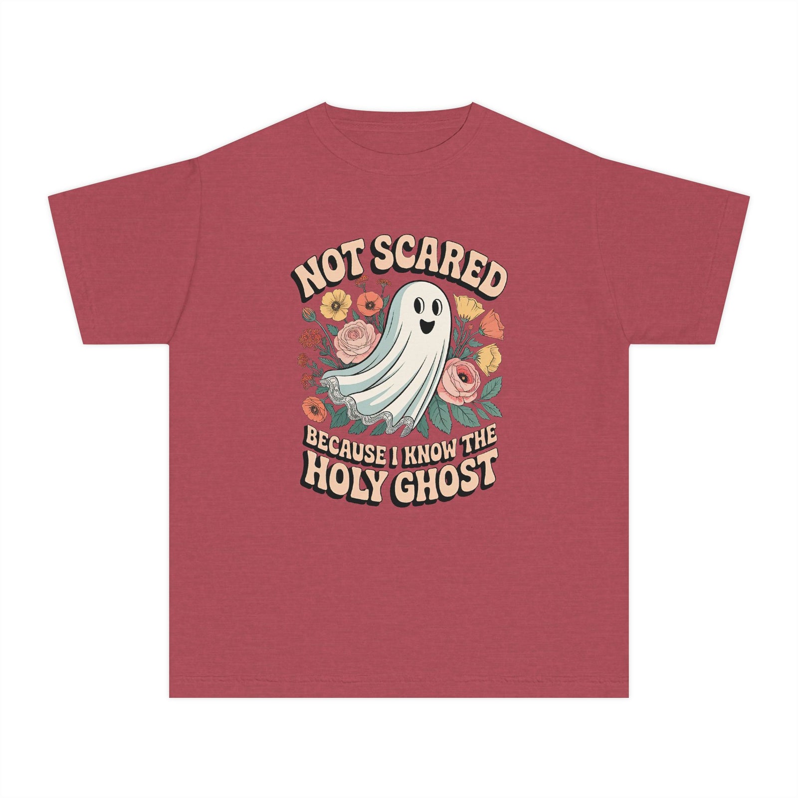 Not Scared Holy Ghost T-Shirt Christian Halloween Kids Graphic Tee