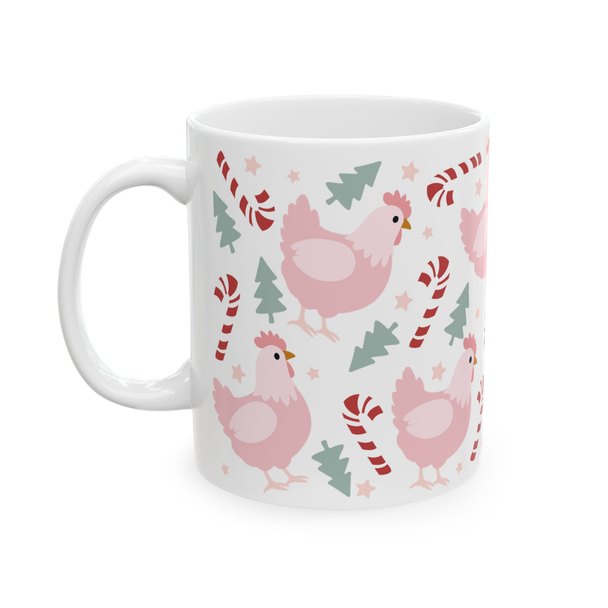 Christmas Chickens Ceramic Mug Coffee Cup (11oz & 15oz)