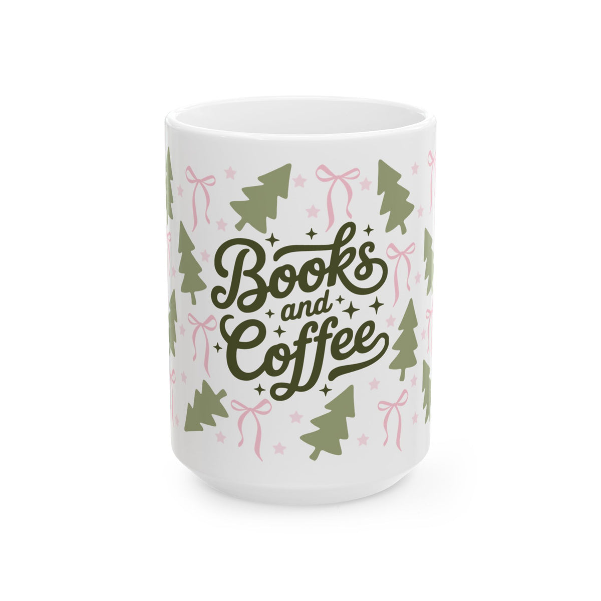Books & Coffee Coquette Trees Ceramic Mug Coffee Cup (11oz & 15oz)