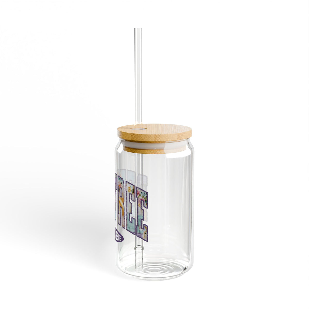 Debt Free Thank You Jesus Christian Sipper Glass 16oz Reusable Drink Jar with Lid & Straw