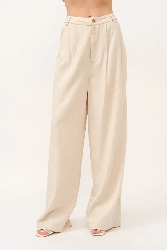 And The Why High-Rise Wide Leg Linen Blended Pants - Sydney So Sweet