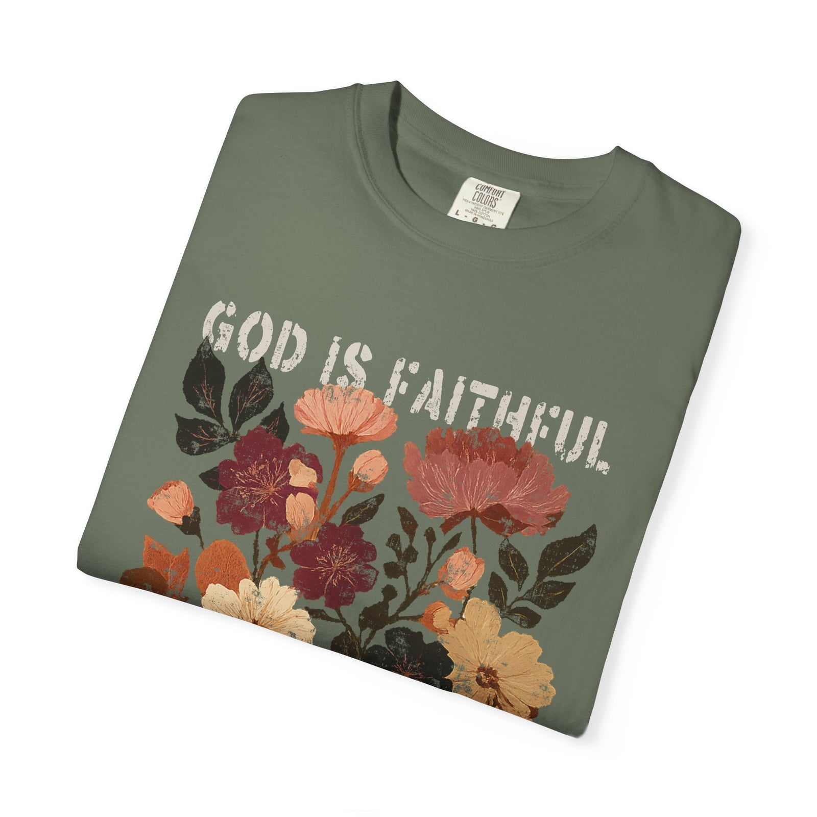 God is Faithful Floral Pumpkin T-Shirt Christian Distressed Fall Graphic Tee
