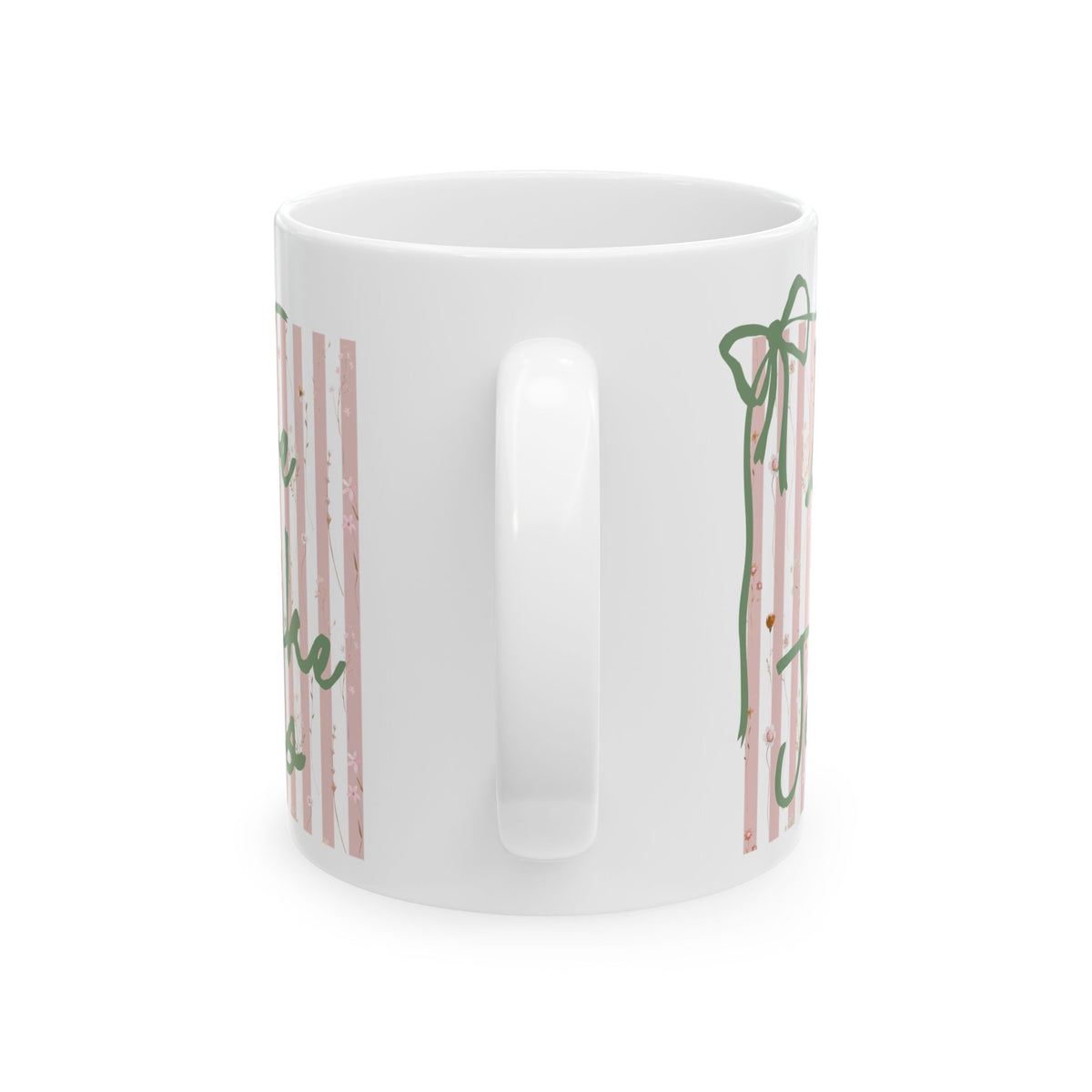 Love Like Jesus Pink Stripe Inspirational Ceramic Mug Coffee Cup (11oz & 15oz)