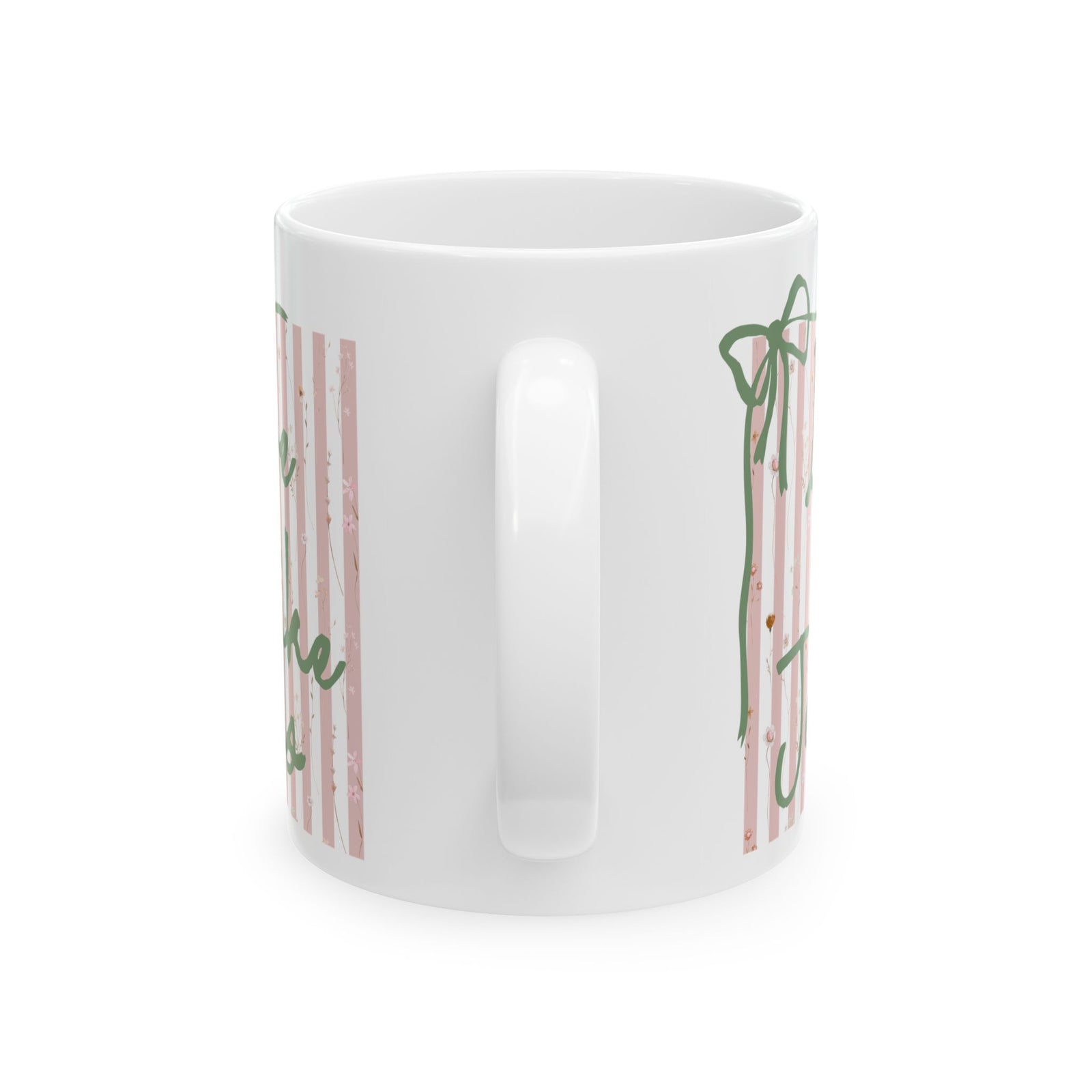 Love Like Jesus Pink Stripe Inspirational Ceramic Mug Coffee Cup (11oz & 15oz)