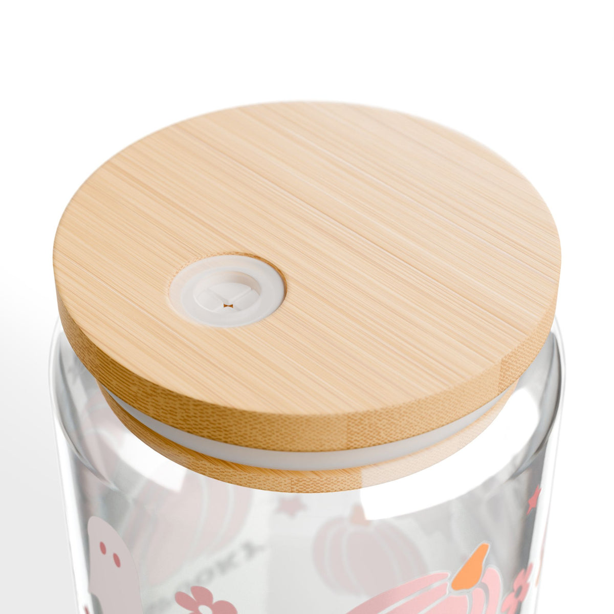 Stay Spooky Pink Pumpkin & Ghost Halloween Sipper Glass 16oz Reusable Drink Jar with Lid & Straw