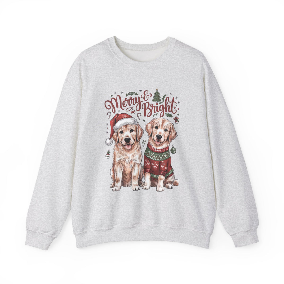 Merry & Bright Christmas Dogs Crewneck Unisex Sweatshirt