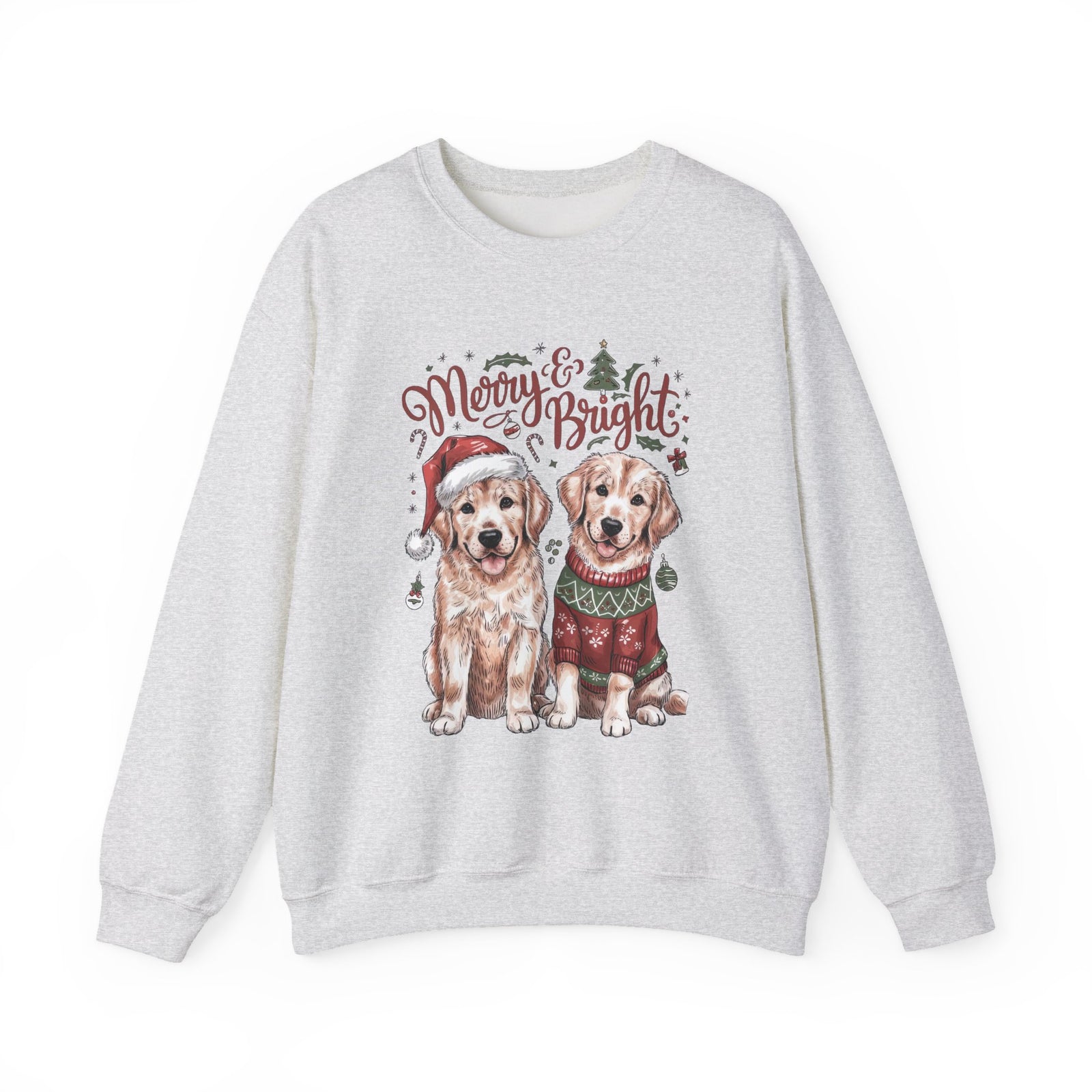 Merry & Bright Christmas Dogs Crewneck Unisex Sweatshirt
