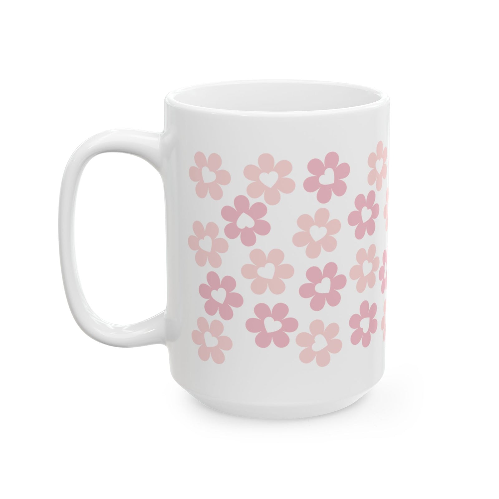Pink Heart Daisies Mug — Cute Valentine’s Day Coffee Cup (11oz & 15oz) - Sydney So Sweet
