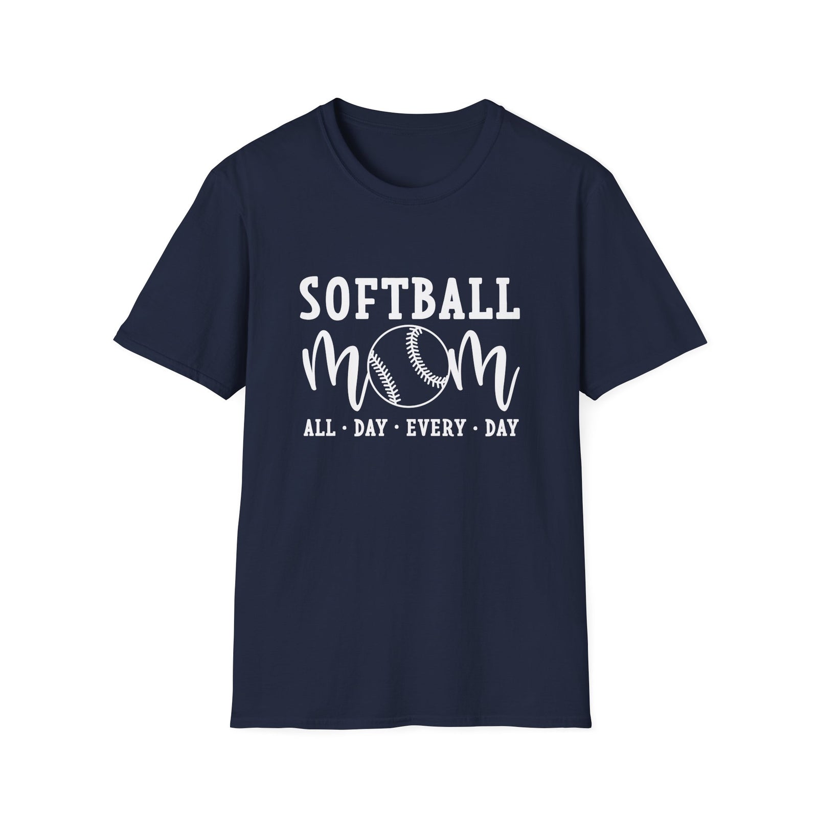 Softball Mom All Day Graphic T-Shirt Cute Sports Mom Tee (12 Team Colors)