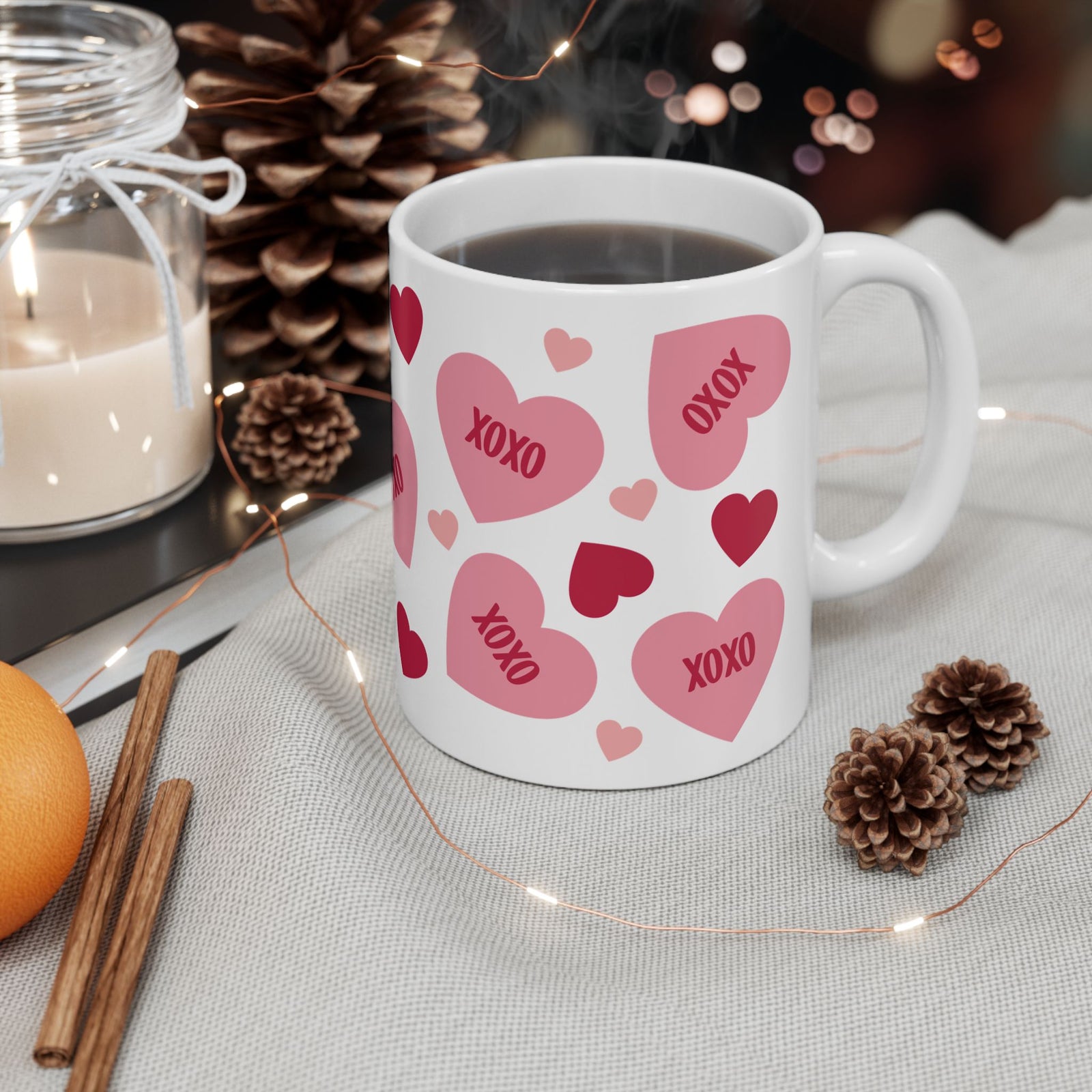 XOXO Hearts Mug — Cute Valentine’s Day Coffee Cup (11oz & 15oz) - Sydney So Sweet