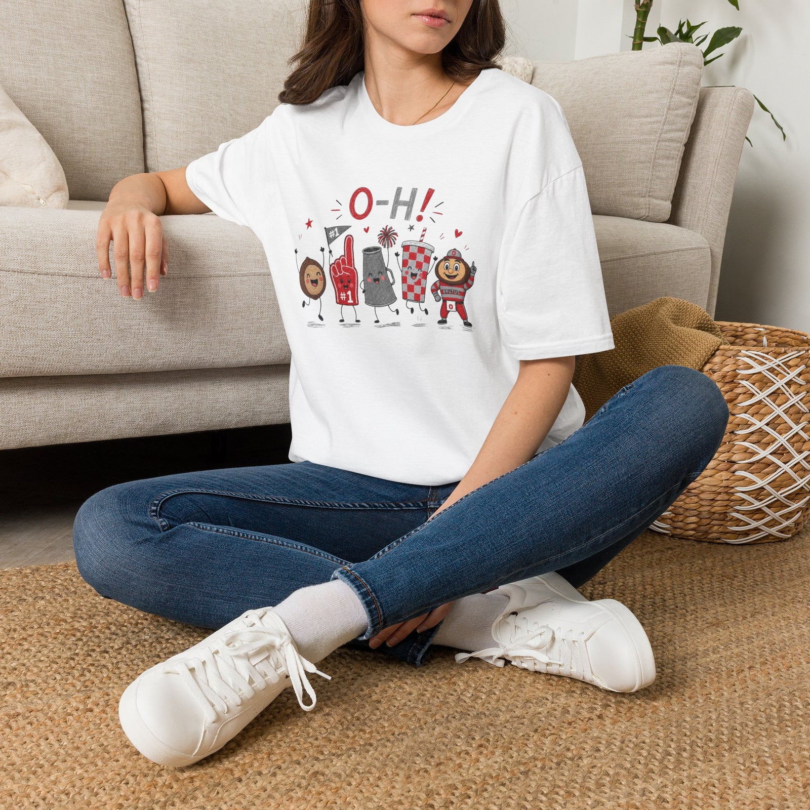 Ohio Doodle Football Mascot Tee Cute Tailgate Cartoon State Game T-Shirt