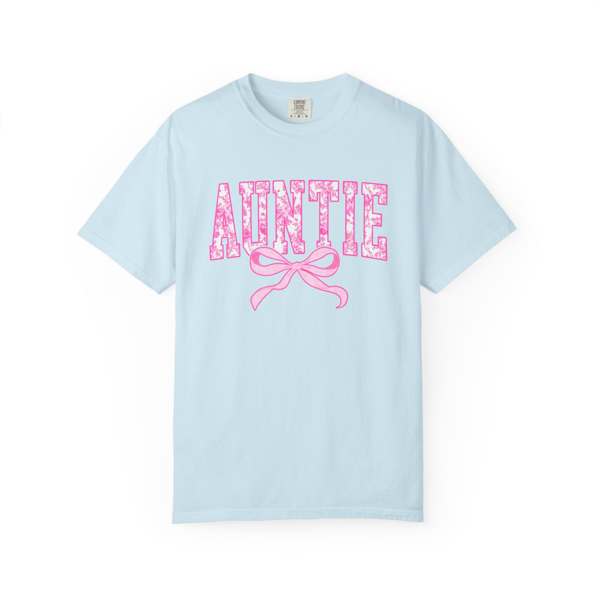 Auntie Coquette Pink Toile Bow T-Shirt Cute Aunt Graphic Tee