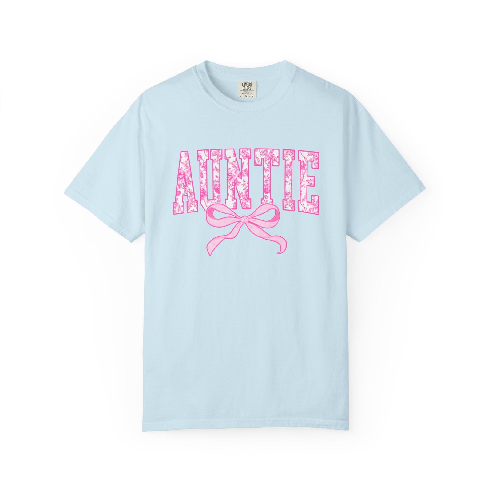 Auntie Coquette Pink Toile Bow T-Shirt Cute Aunt Graphic Tee