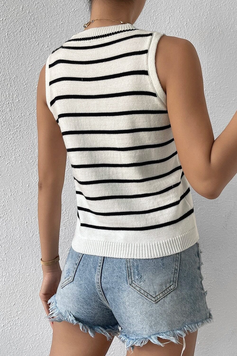 Striped Round Neck Knit Tank - Sydney So Sweet