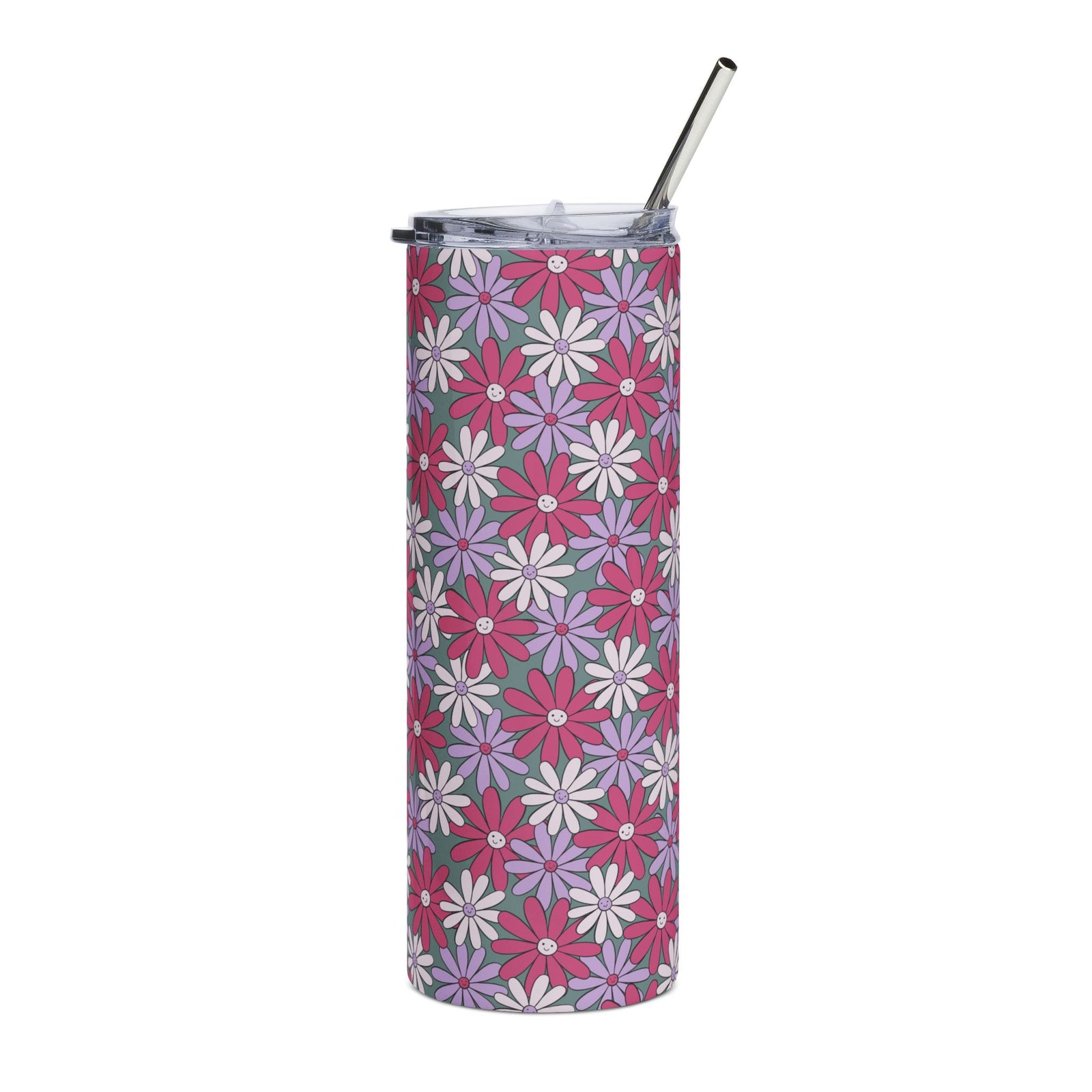 Happy Flower Purple Daisy Floral 20oz Floral Stainless Tumbler Insulated Travel Cup - Sydney So Sweet