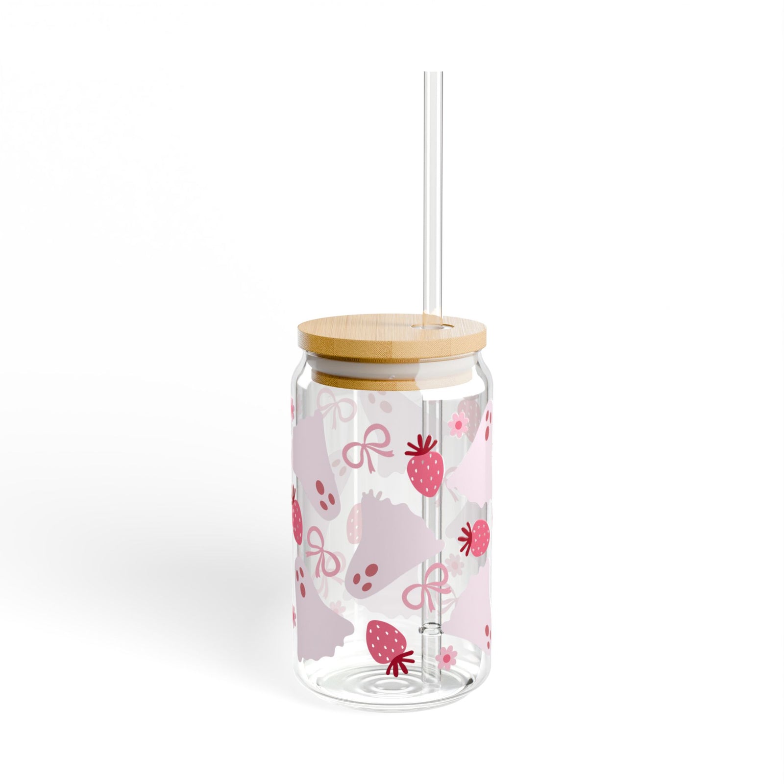 Berry Boo Halloween Ghost Sipper Glass 16oz Reusable Drink Jar with Lid & Straw