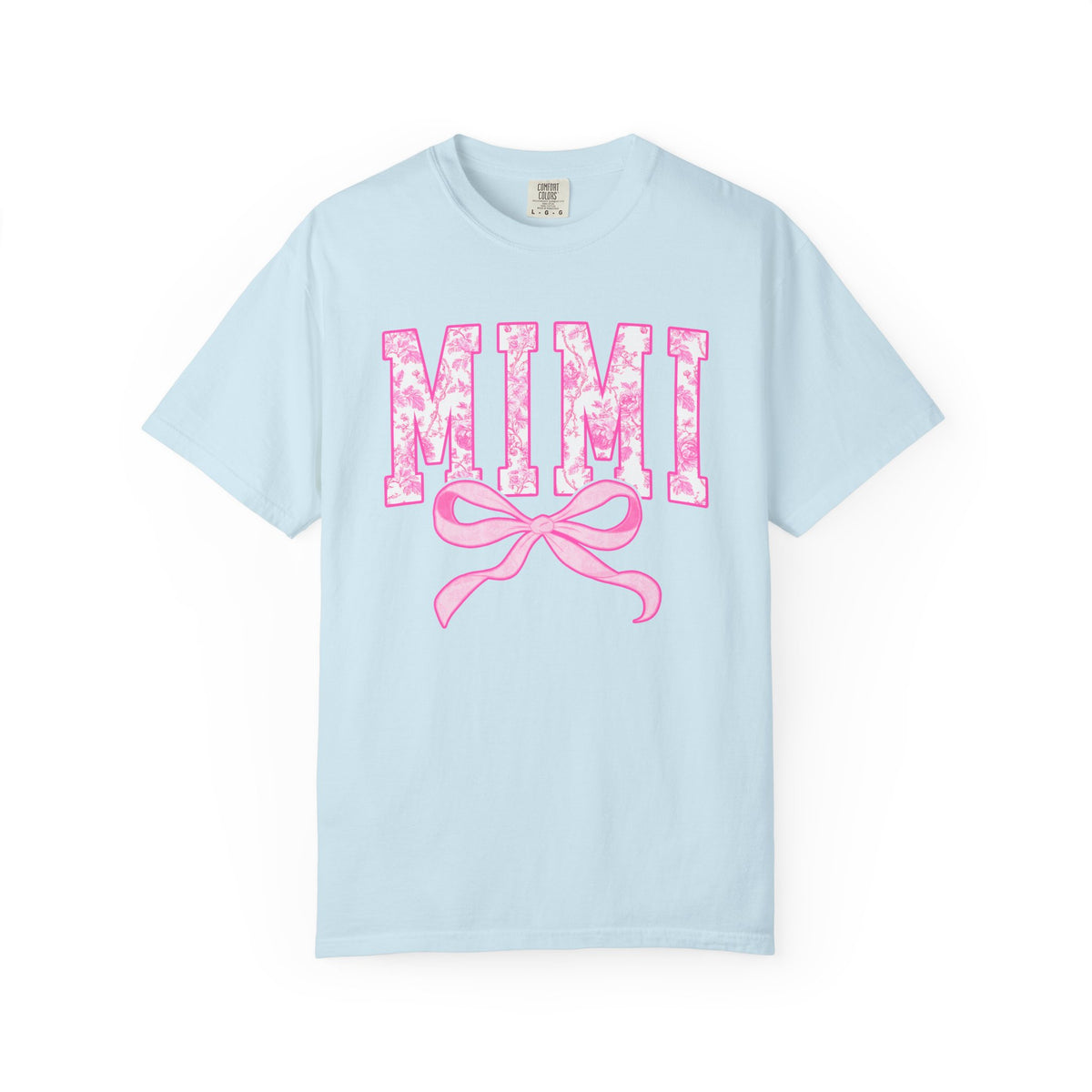 Mimi Coquette Pink Toile Bow T-Shirt Cute Grandmother Graphic Tee