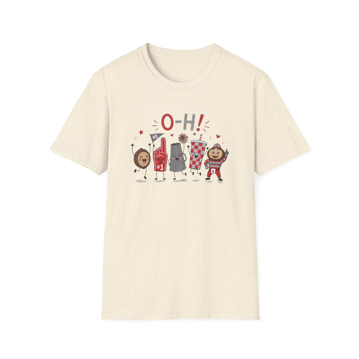 Ohio Doodle Football Mascot Tee Cute Tailgate Cartoon State Game T-Shirt
