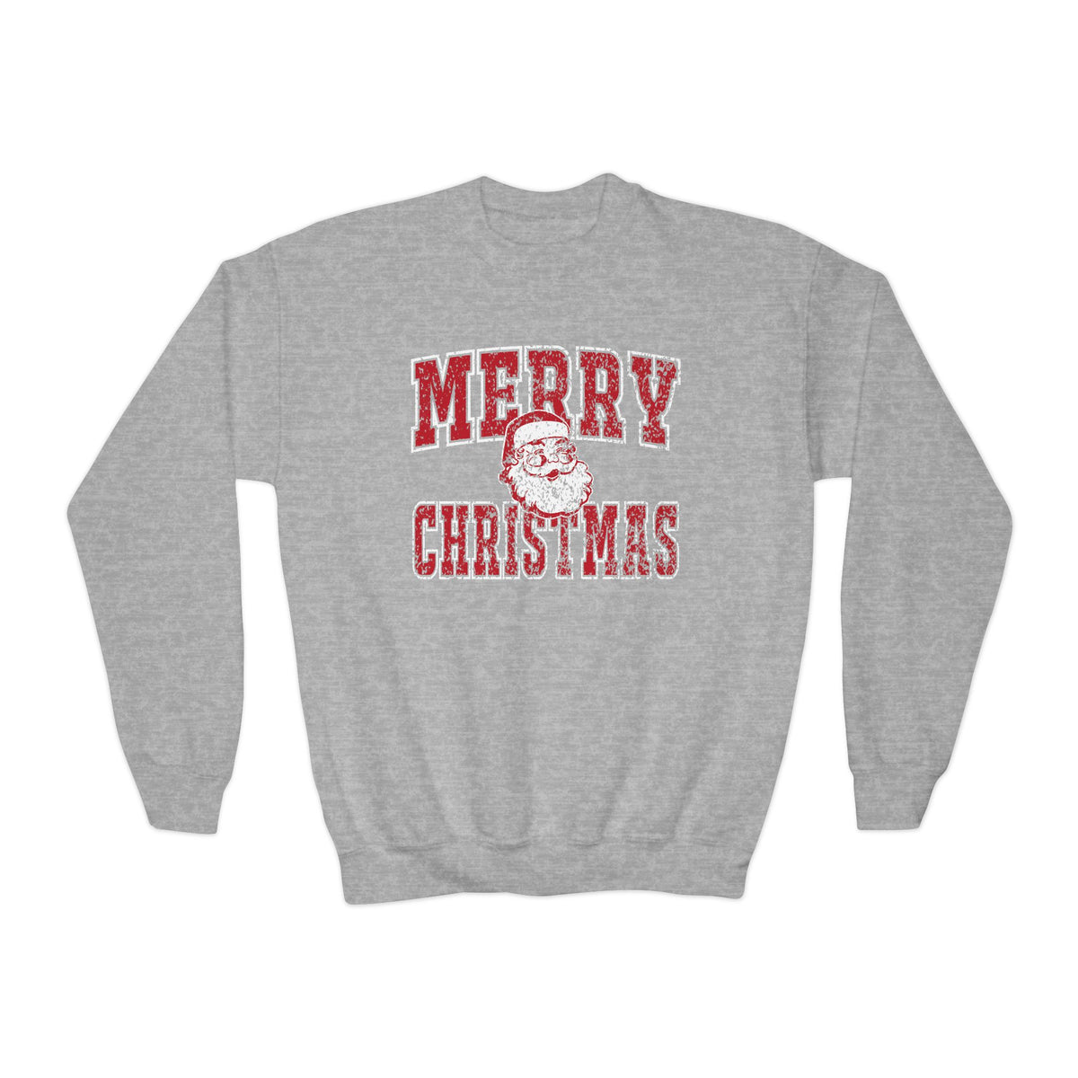 Merry Christmas Santa Claus Distressed Heavy Blend Kids' Crewneck Graphic Sweatshirt - Sydney So Sweet