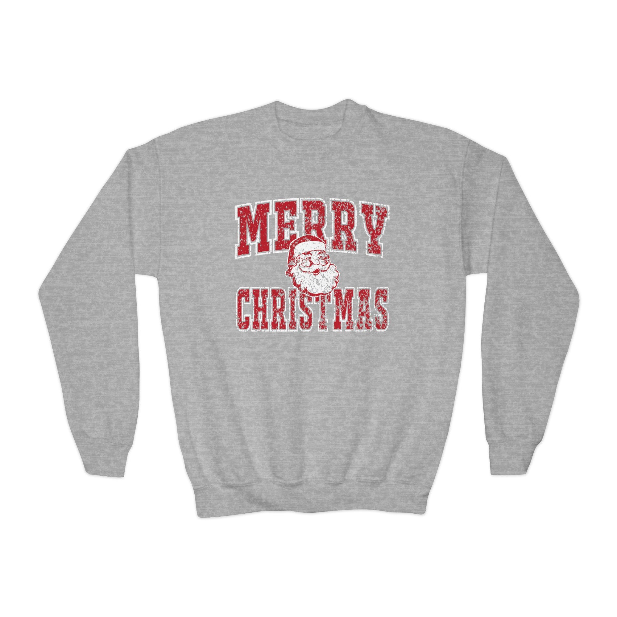 Merry Christmas Santa Claus Distressed Heavy Blend Kids' Crewneck Graphic Sweatshirt - Sydney So Sweet