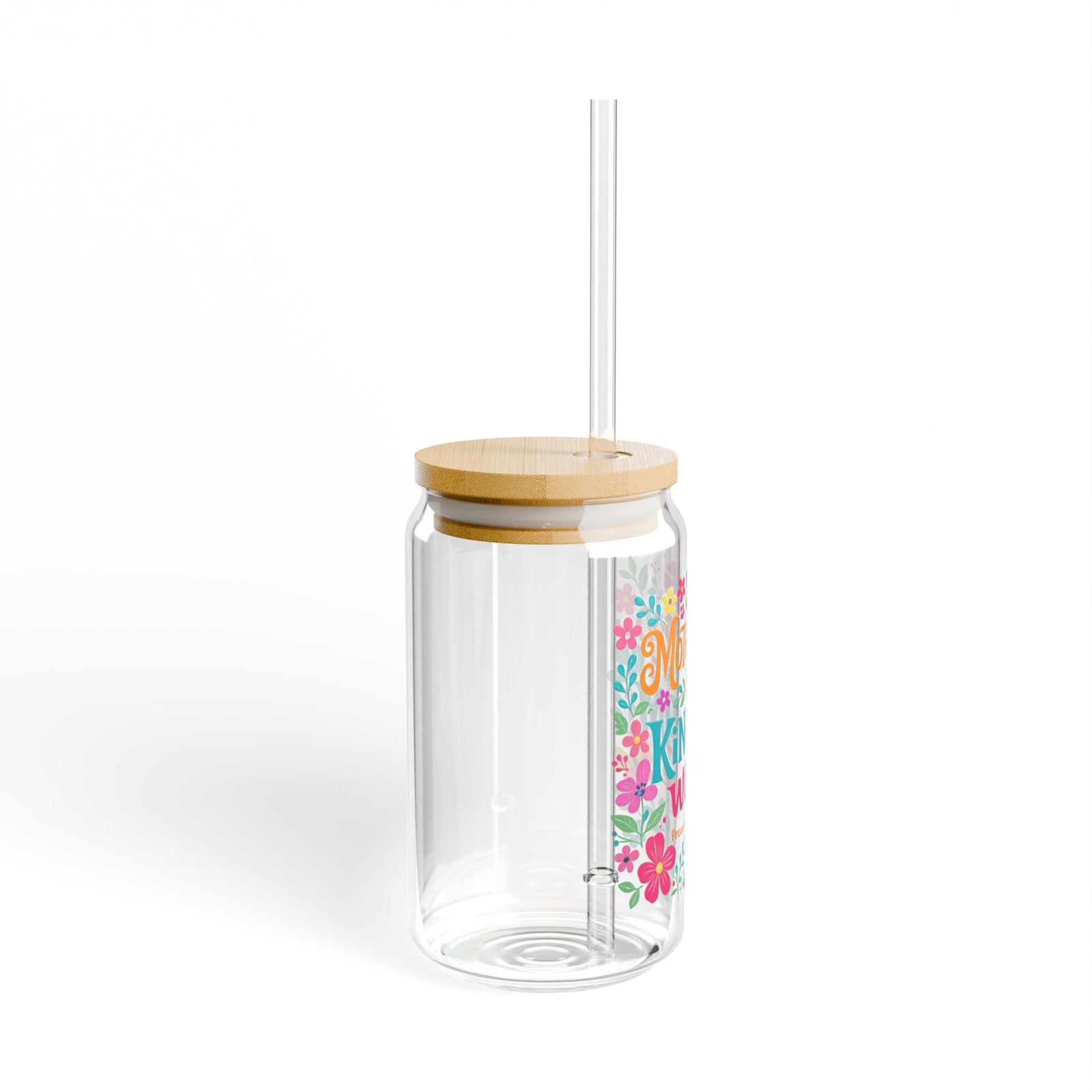 Motherhood Is Kingdom Work Sipper Glass 16oz Reusable Drink Jar with Lid & Straw