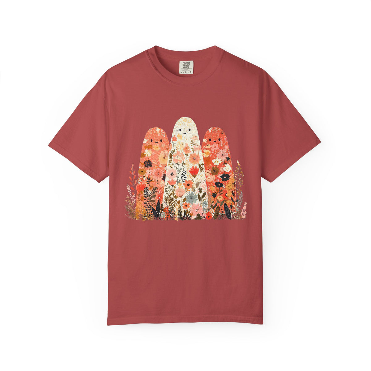Floral Ghosts T-Shirt Cute Autumn Floral Ghosts Graphic Tee