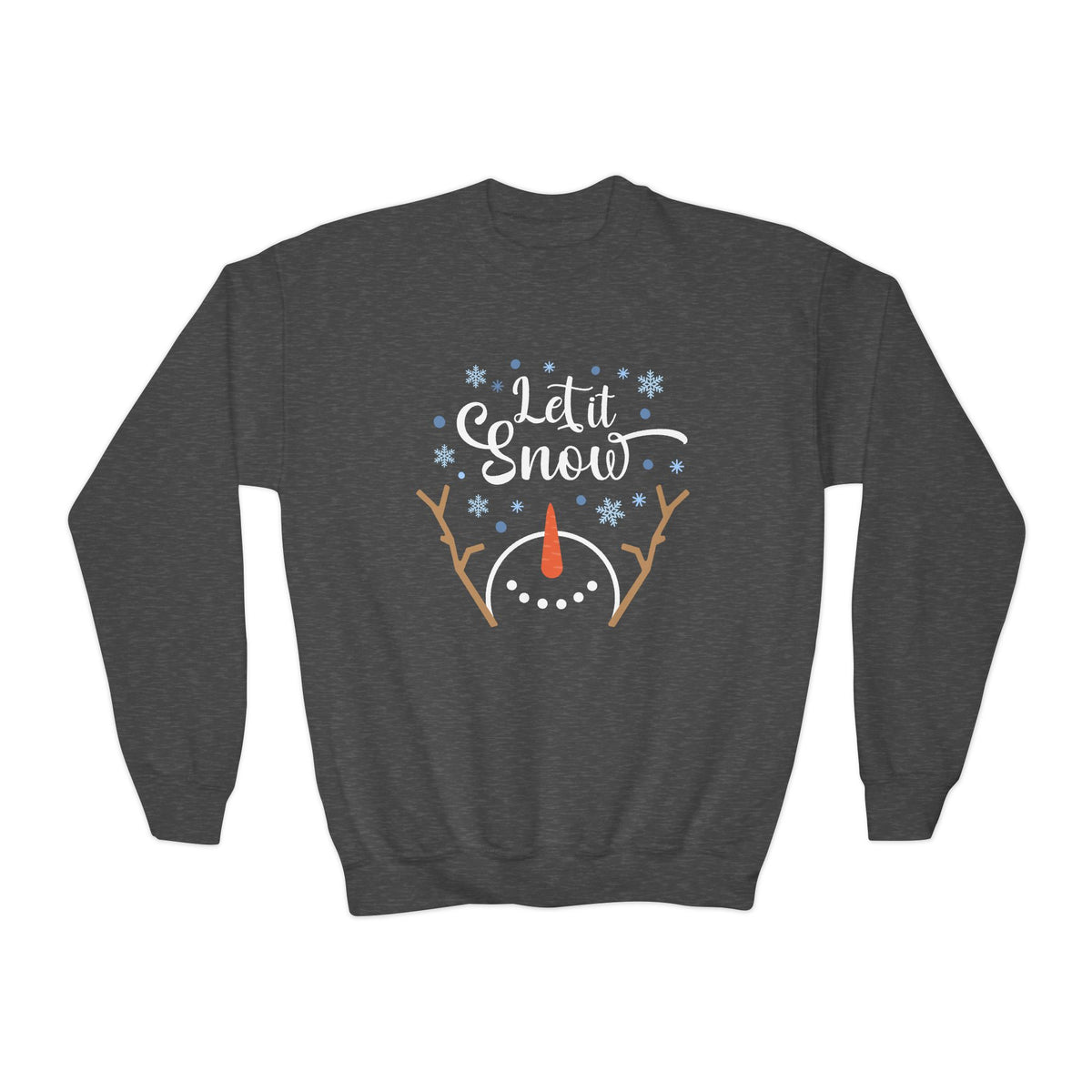 Let it Snow Happy Snowman Winter Crewneck Unisex Youth Sweatshirt