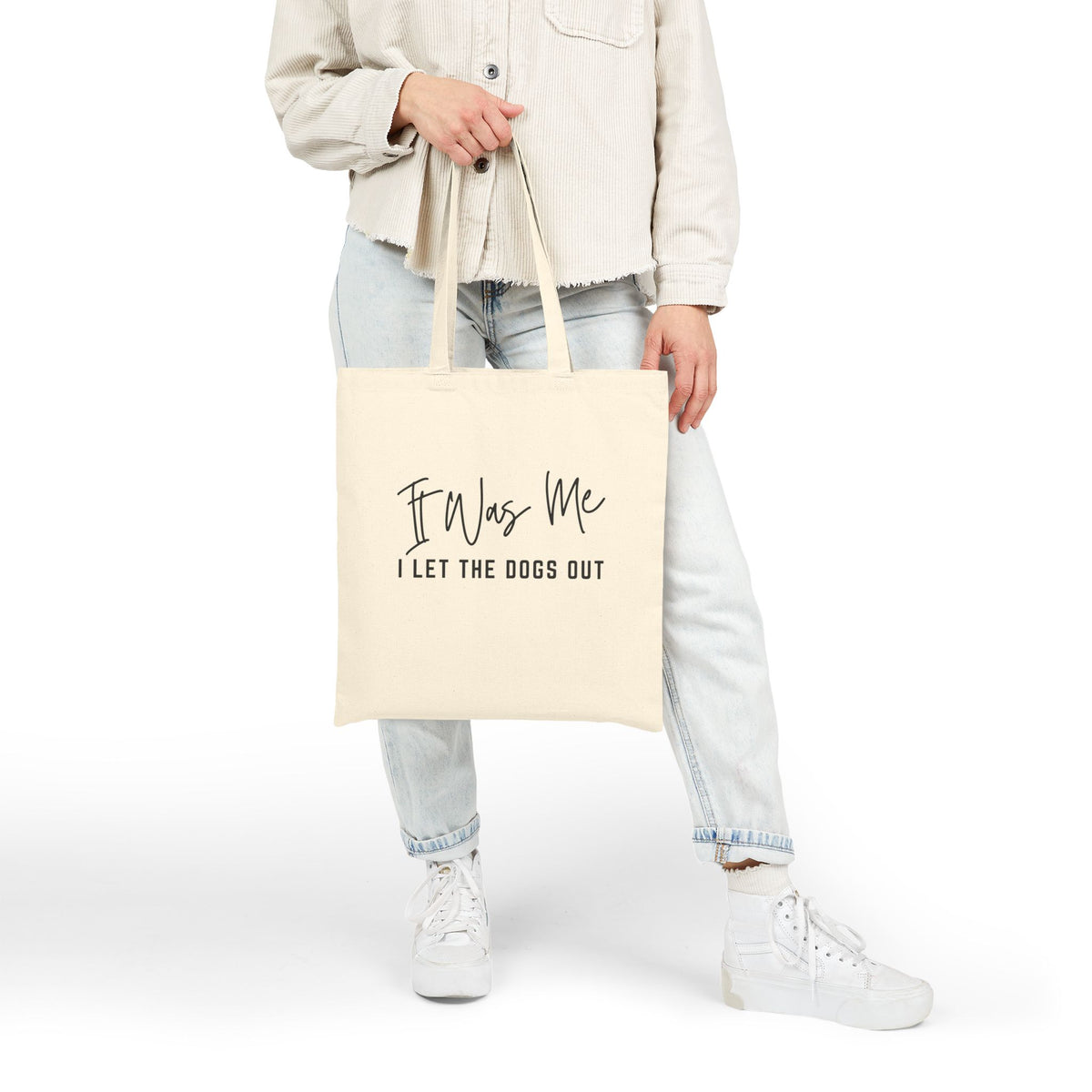 It Was Me I Let The Dogs Out Dog Lover Cotton Canvas Tote Bag