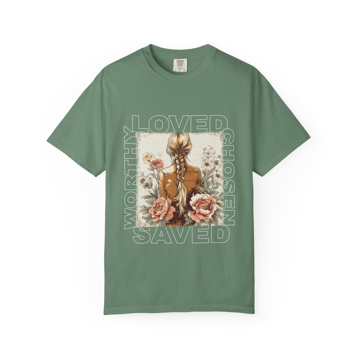 Loved Worthy Chosen Saved T-Shirt Christian Floral Graphic Tee