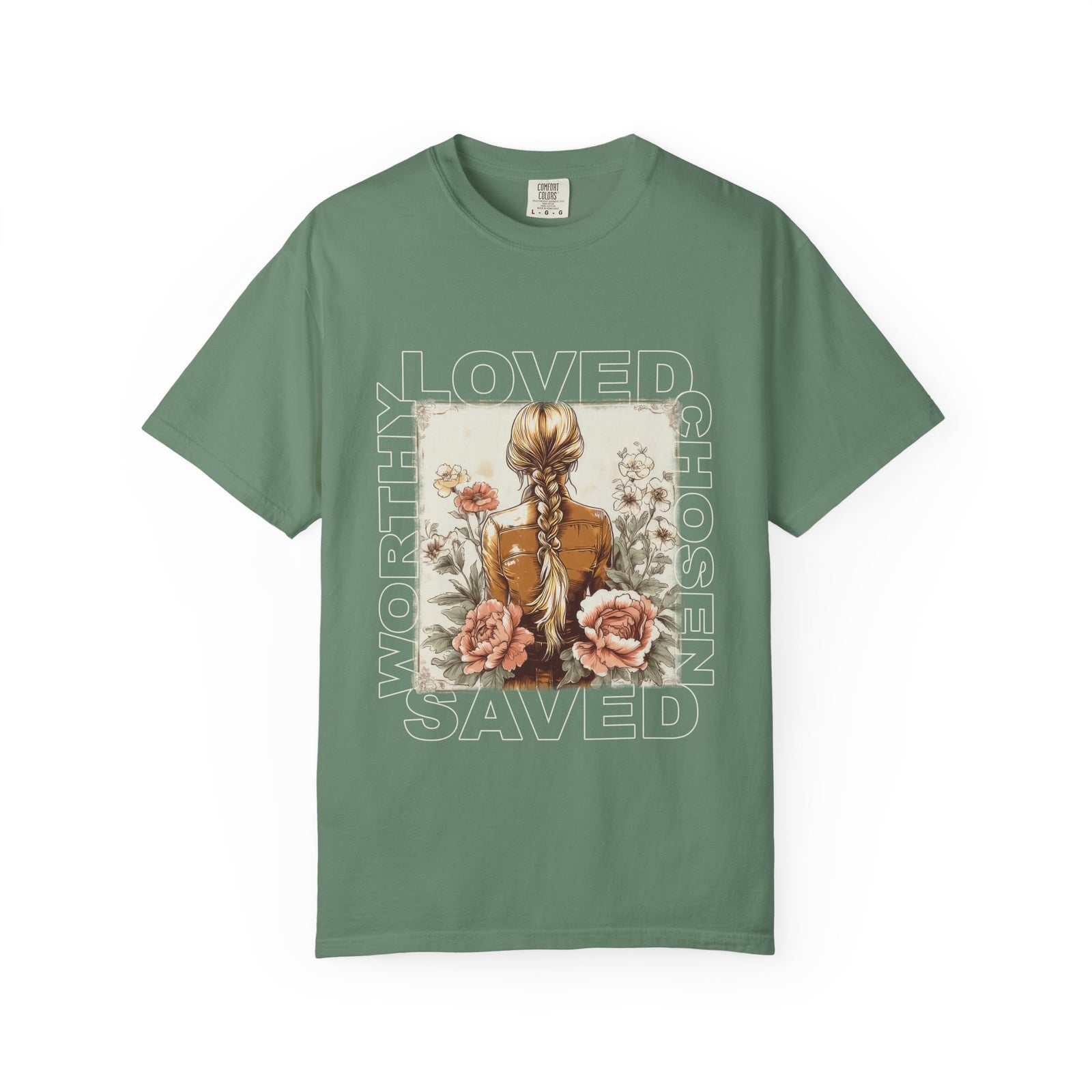 Loved Worthy Chosen Saved T-Shirt Christian Floral Graphic Tee